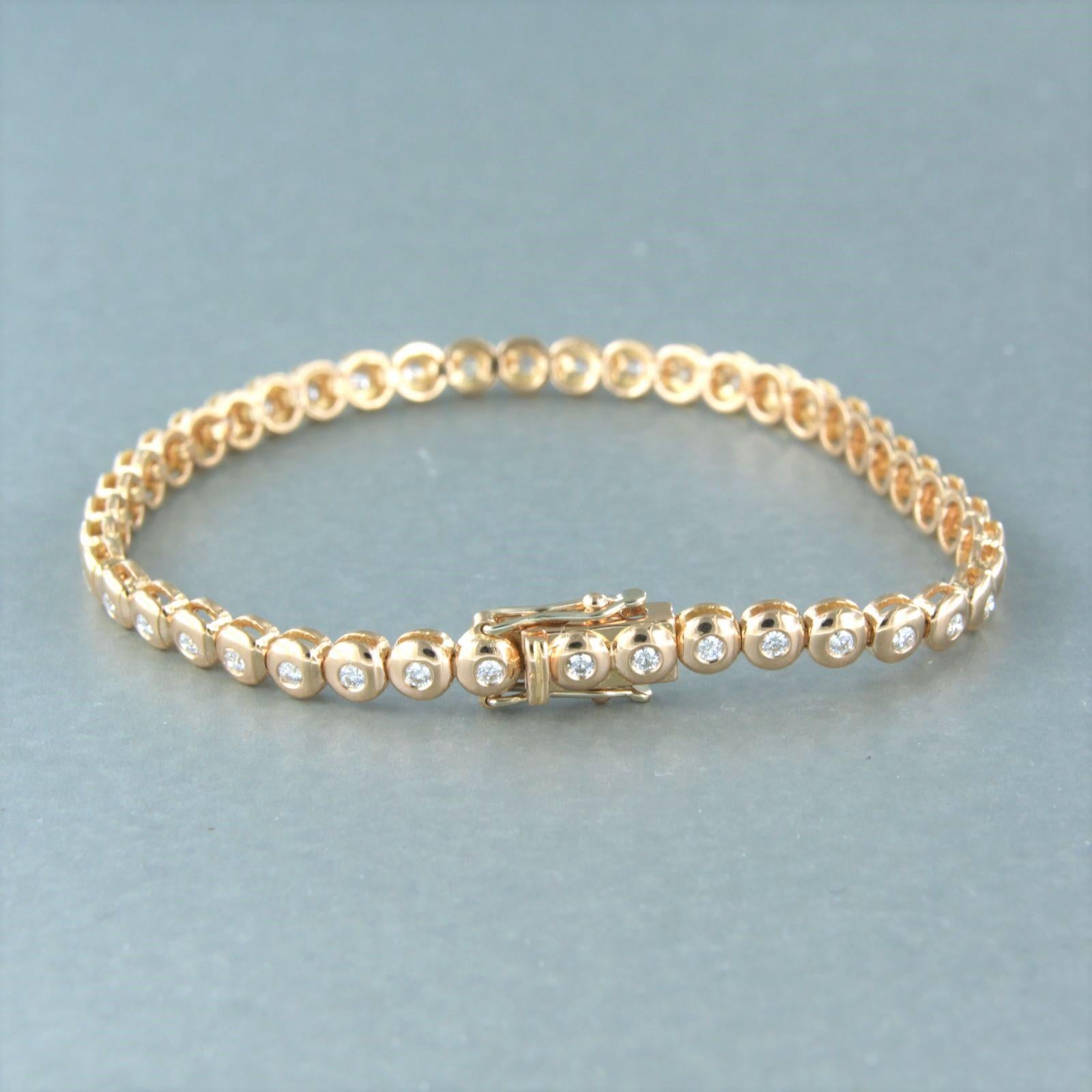 Modern Tennis bracelet set with brilliant cut diamonds up to 0.95ct 18k pink gold For Sale