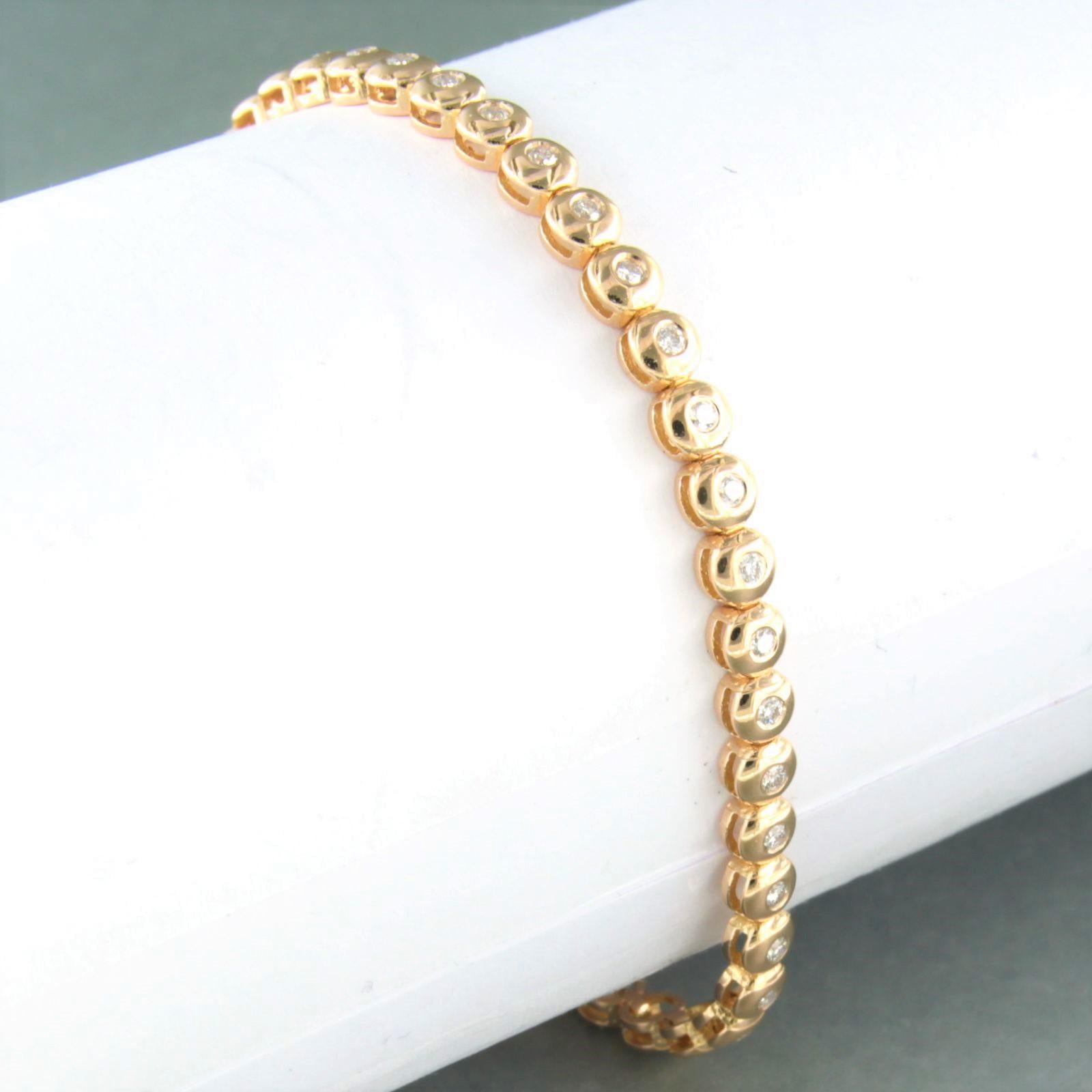 Brilliant Cut Tennis bracelet set with brilliant cut diamonds up to 0.95ct 18k pink gold For Sale
