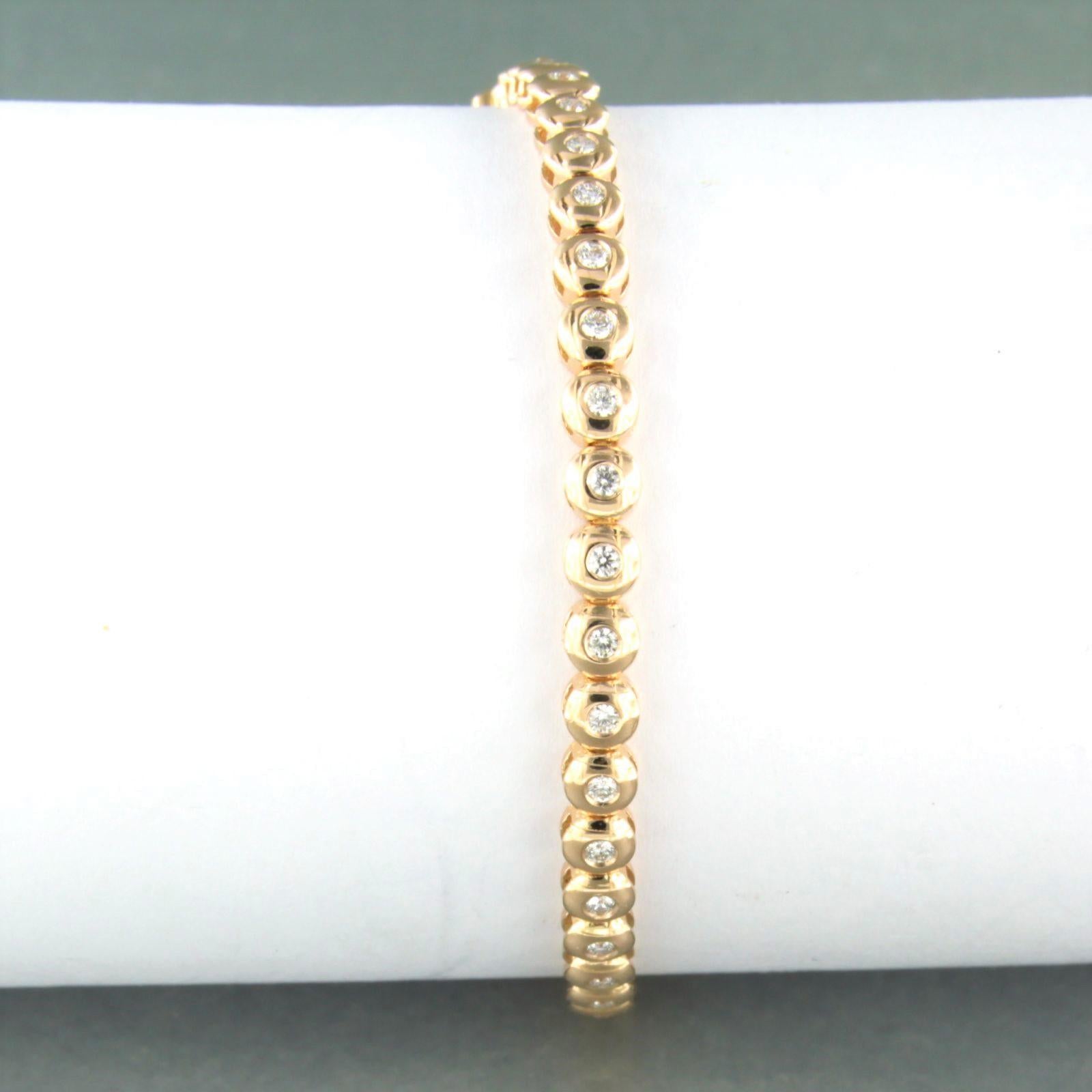 Tennis bracelet set with brilliant cut diamonds up to 0.95ct 18k pink gold In New Condition For Sale In The Hague, ZH