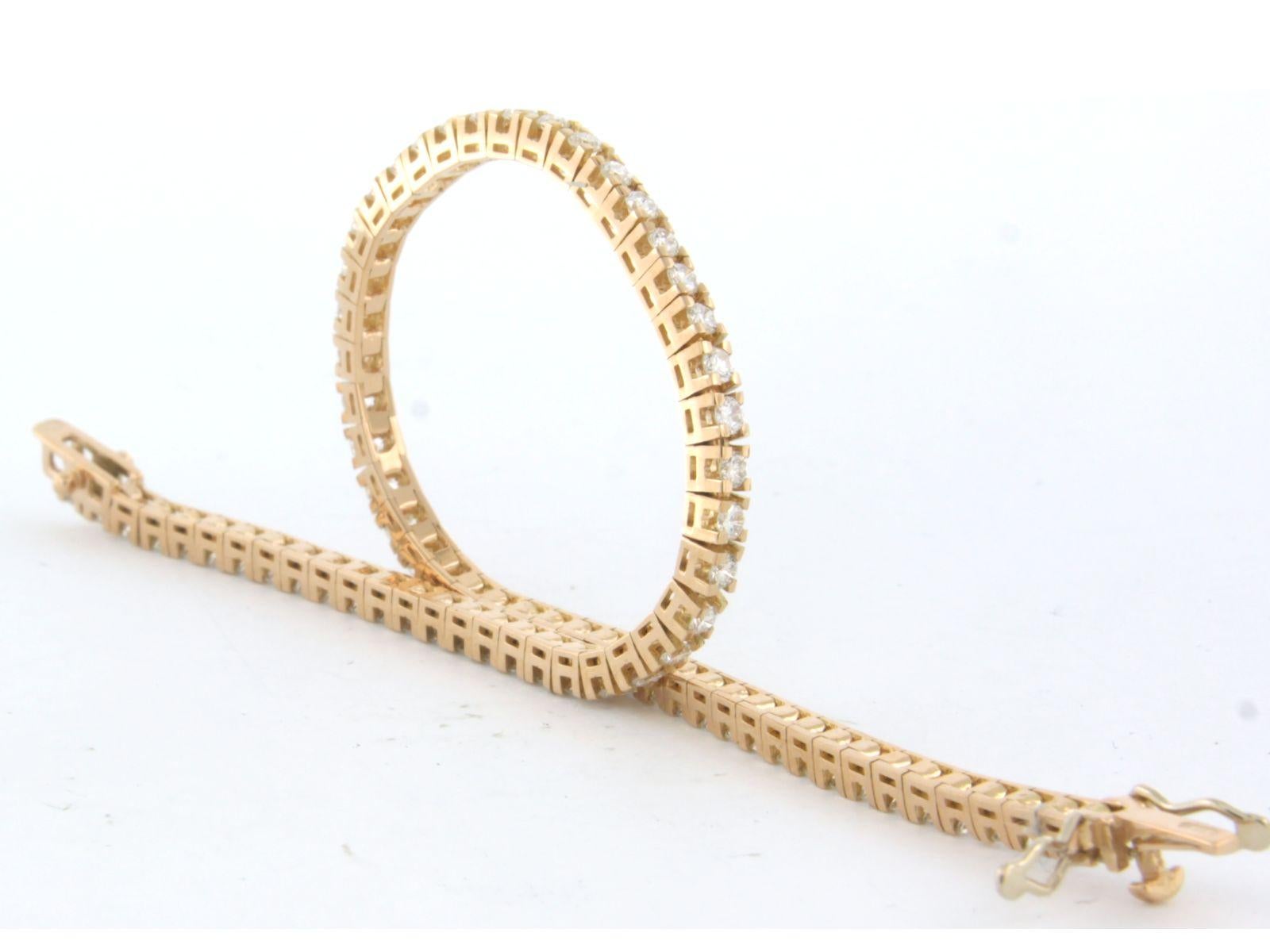 Brilliant Cut Tennis bracelet set with brilliant cut diamonds up to 1.54ct 18k pink gold For Sale