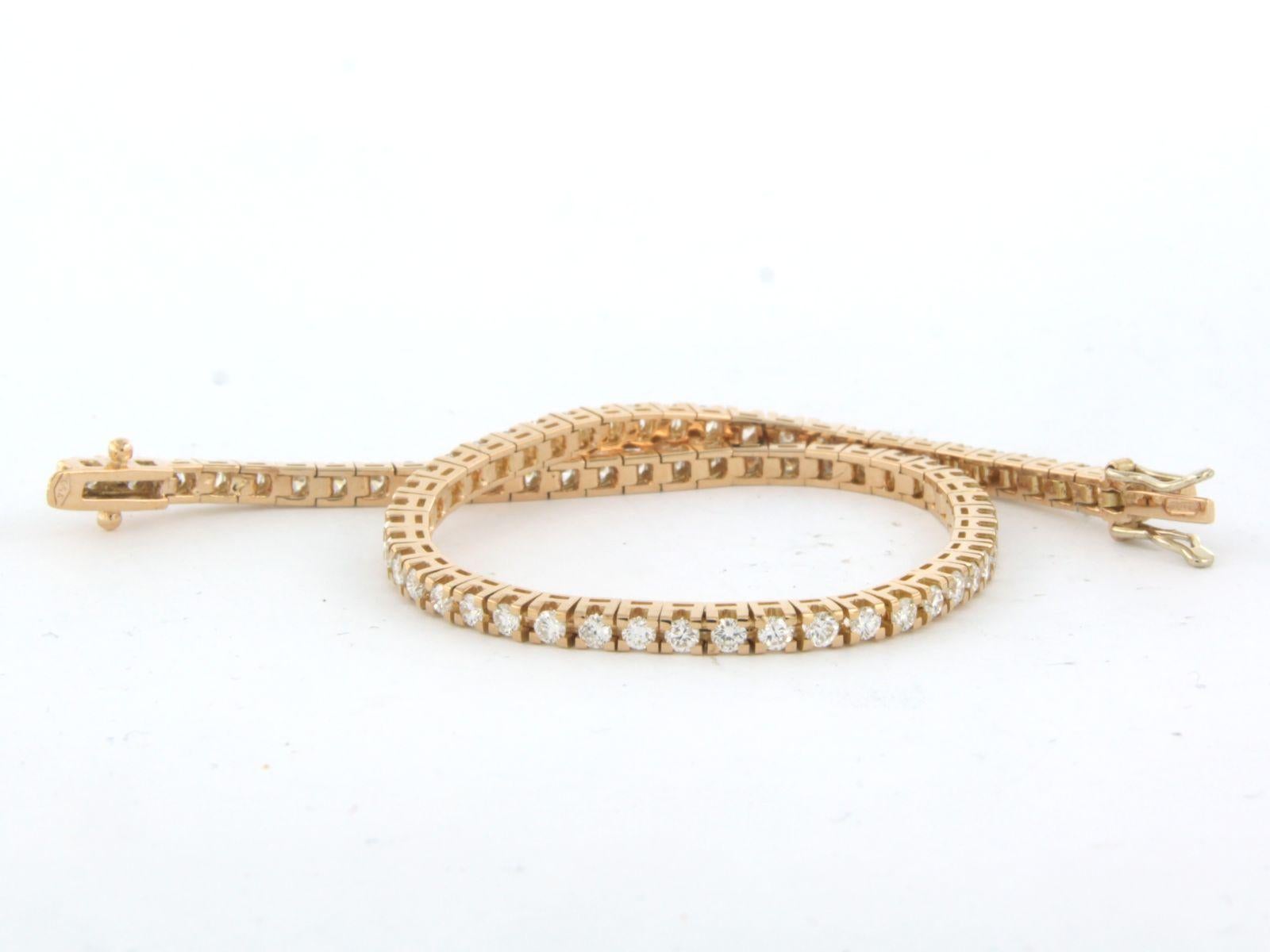 Women's Tennis bracelet set with brilliant cut diamonds up to 1.54ct 18k pink gold For Sale