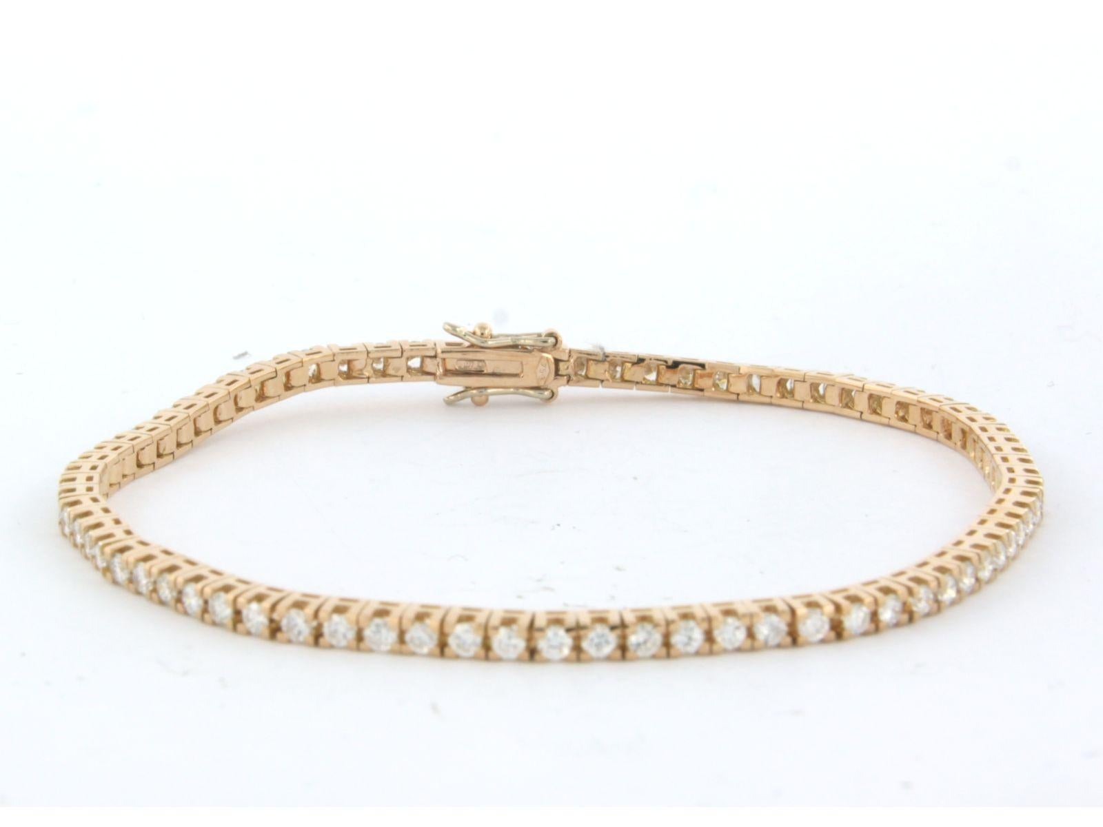 Tennis bracelet set with brilliant cut diamonds up to 1.54ct 18k pink gold For Sale 1