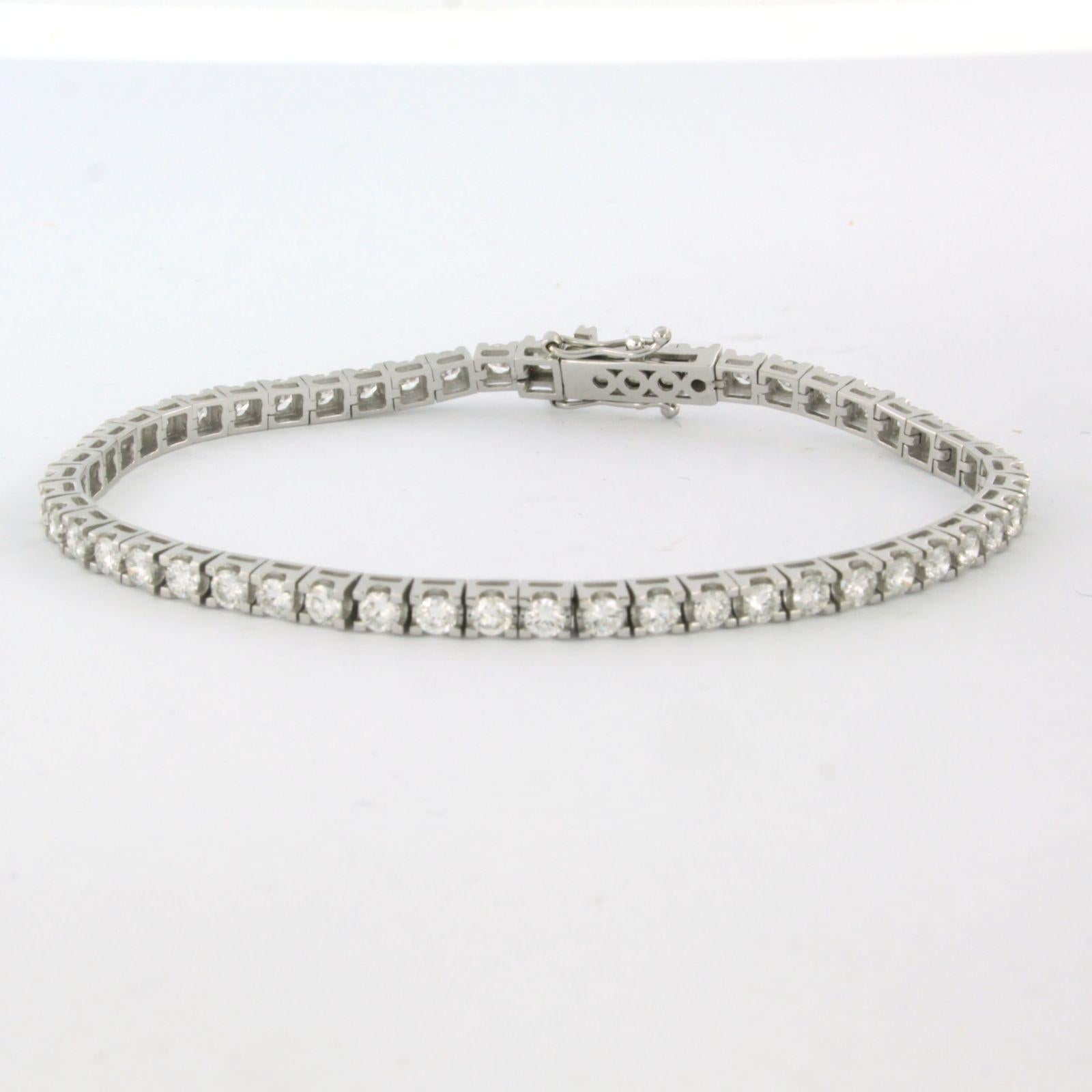 Modern Tennis bracelet set with brilliant cut diamonds up to 4.15ct 14k white gold