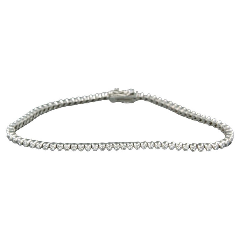 Tennis bracelet set with diamonds 18k white gold 18 cm long For Sale at  1stDibs