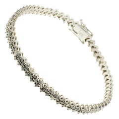 Tennis Bracelet White and Black Diamond Set in 18 Karat White Gold