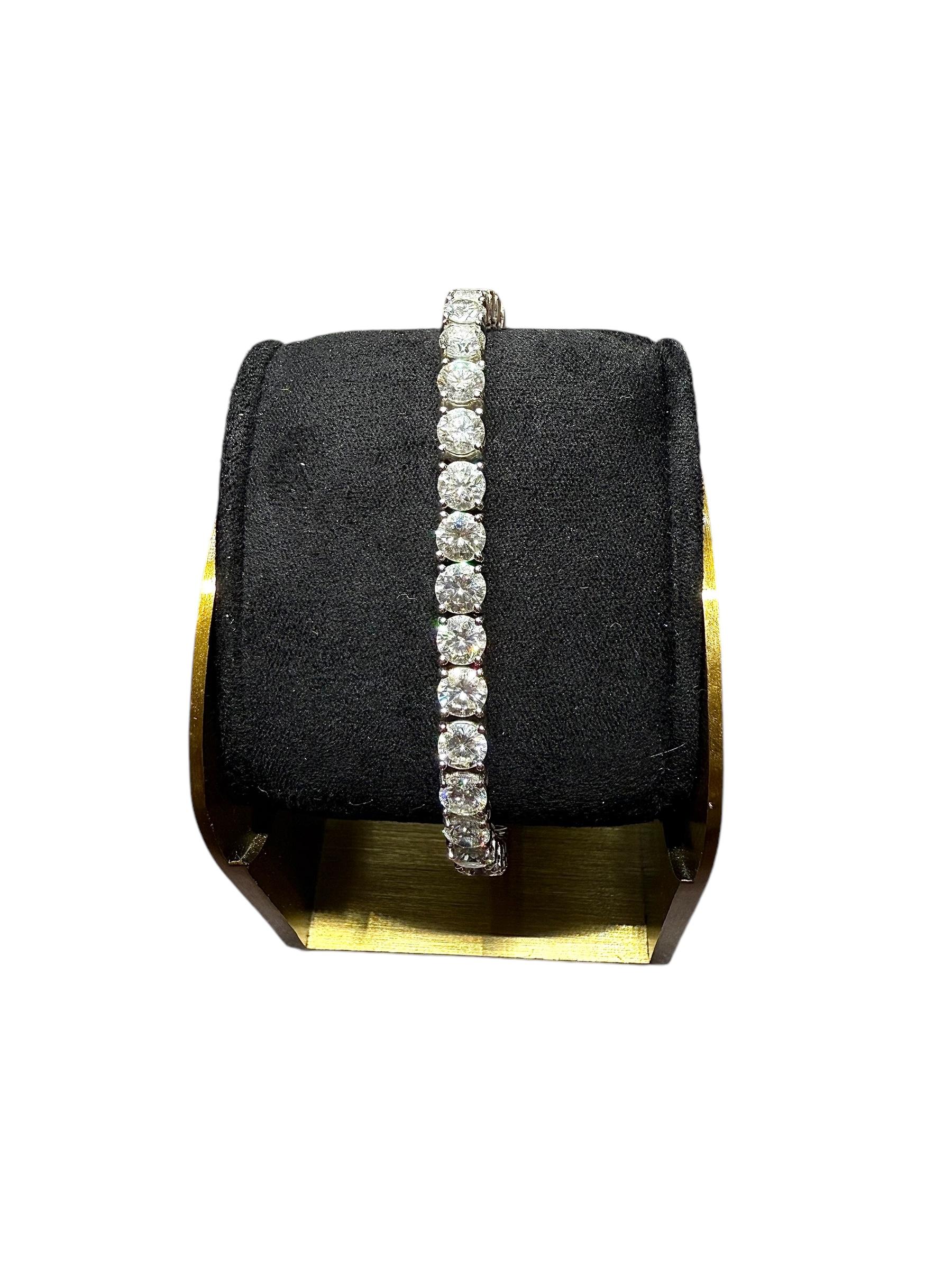 Brilliant Cut Tennis Bracelet White Gold 13.65ct Natural Diamonds For Sale
