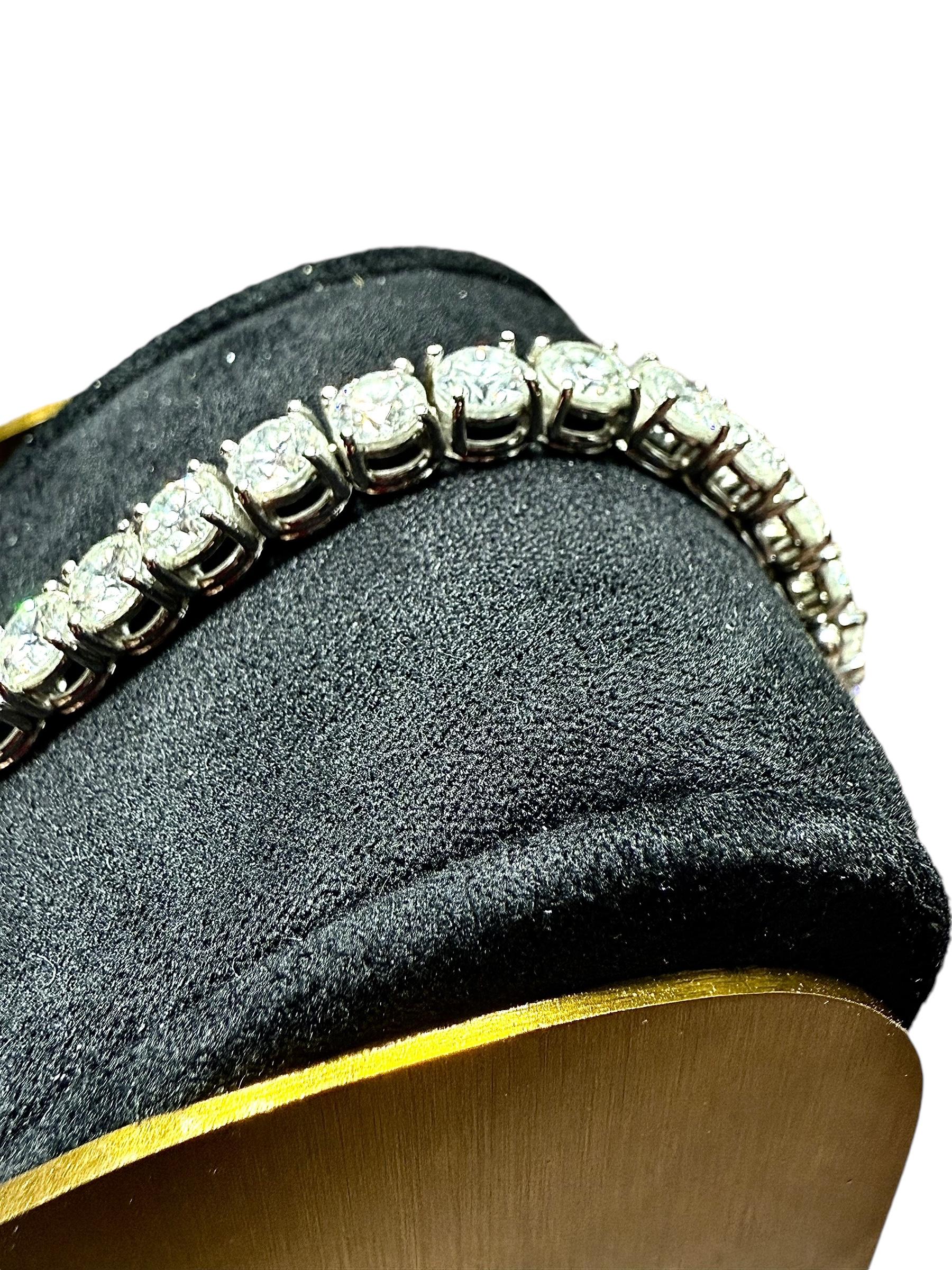 Tennis Bracelet White Gold 13.65ct Natural Diamonds For Sale 1