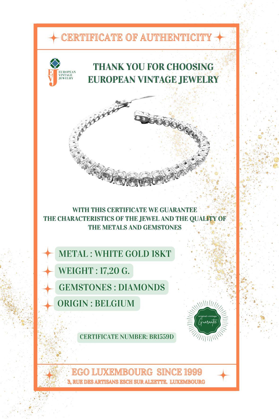 Tennis Bracelet White Gold 13.65ct Natural Diamonds For Sale 3