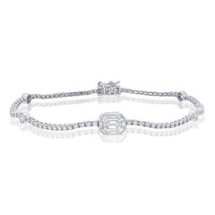 Pulsera de tenis con diamante talla Pie cara arriba de 1 quilate