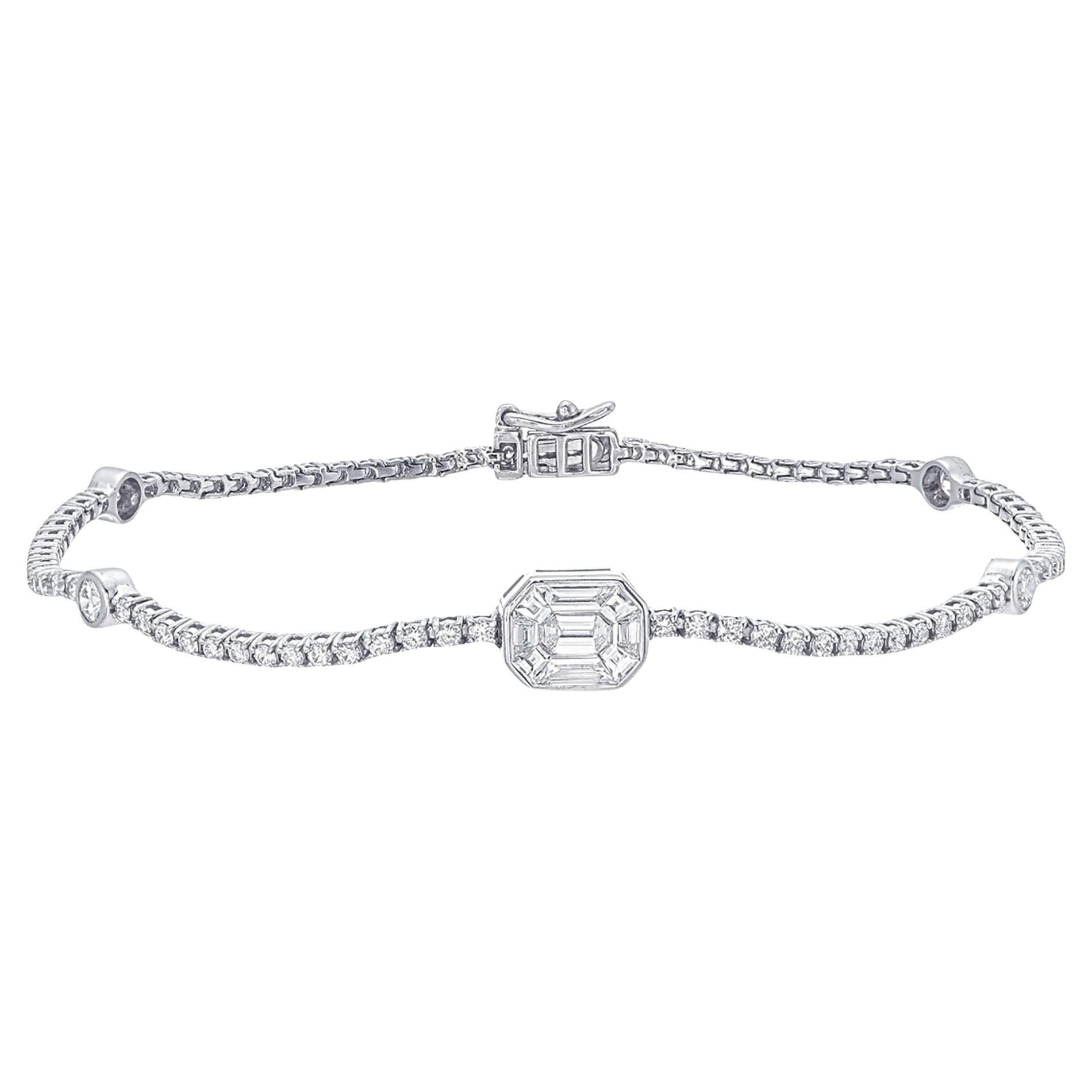 Pulsera de tenis con diamante talla Pie cara arriba de 1 quilate en venta