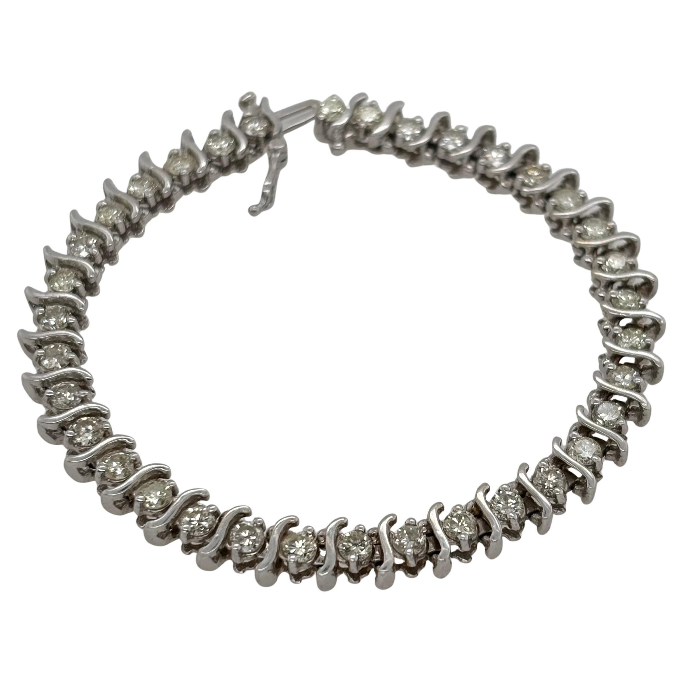 Bracelet tennis avec diamants 3,5 carats et or blanc 14 carats