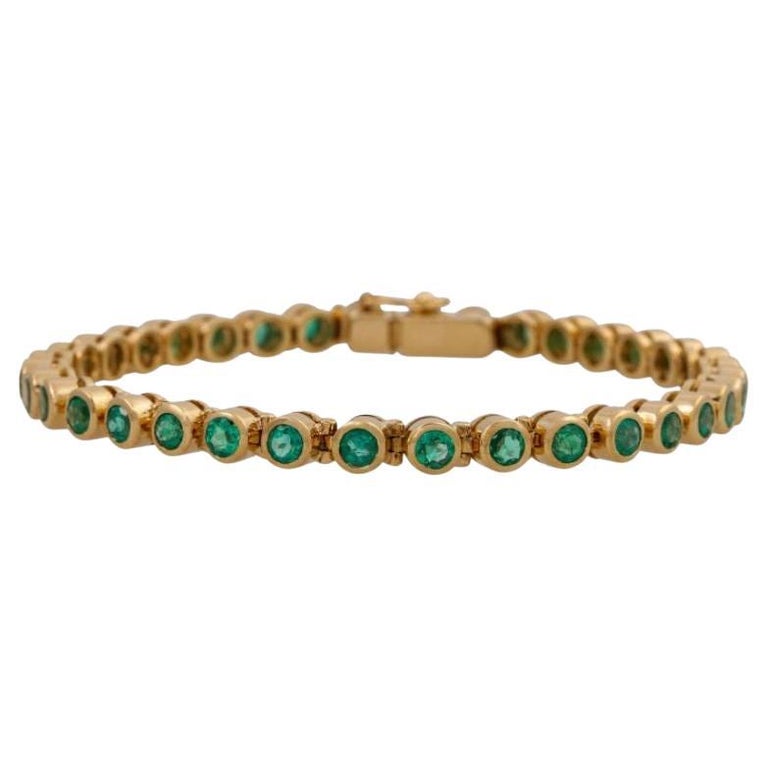 Tennis Bracelet with 36 Emeralds For Sale at 1stDibs