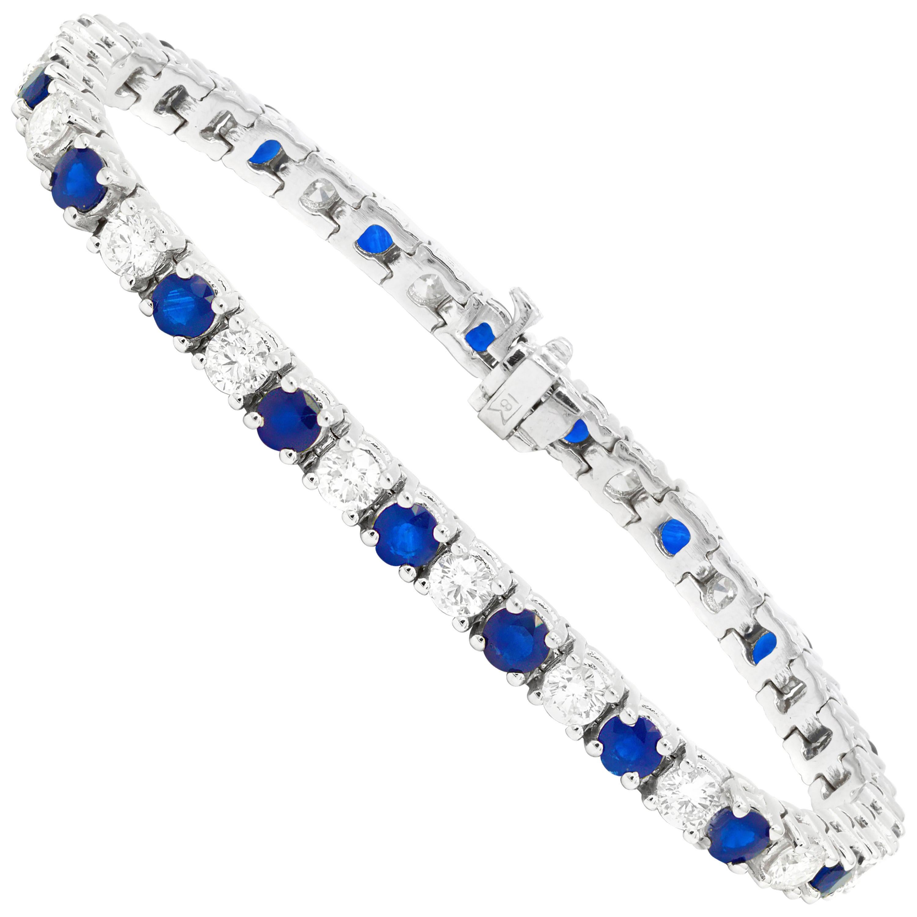 Tennis Bracelet with 7.36 Carat of Blue Sapphires and 4.15 Carat of Diamonds