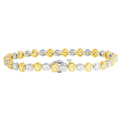 Tennis Bracelet with Alternating Fancy Yellow Oval and White Round Diamonds