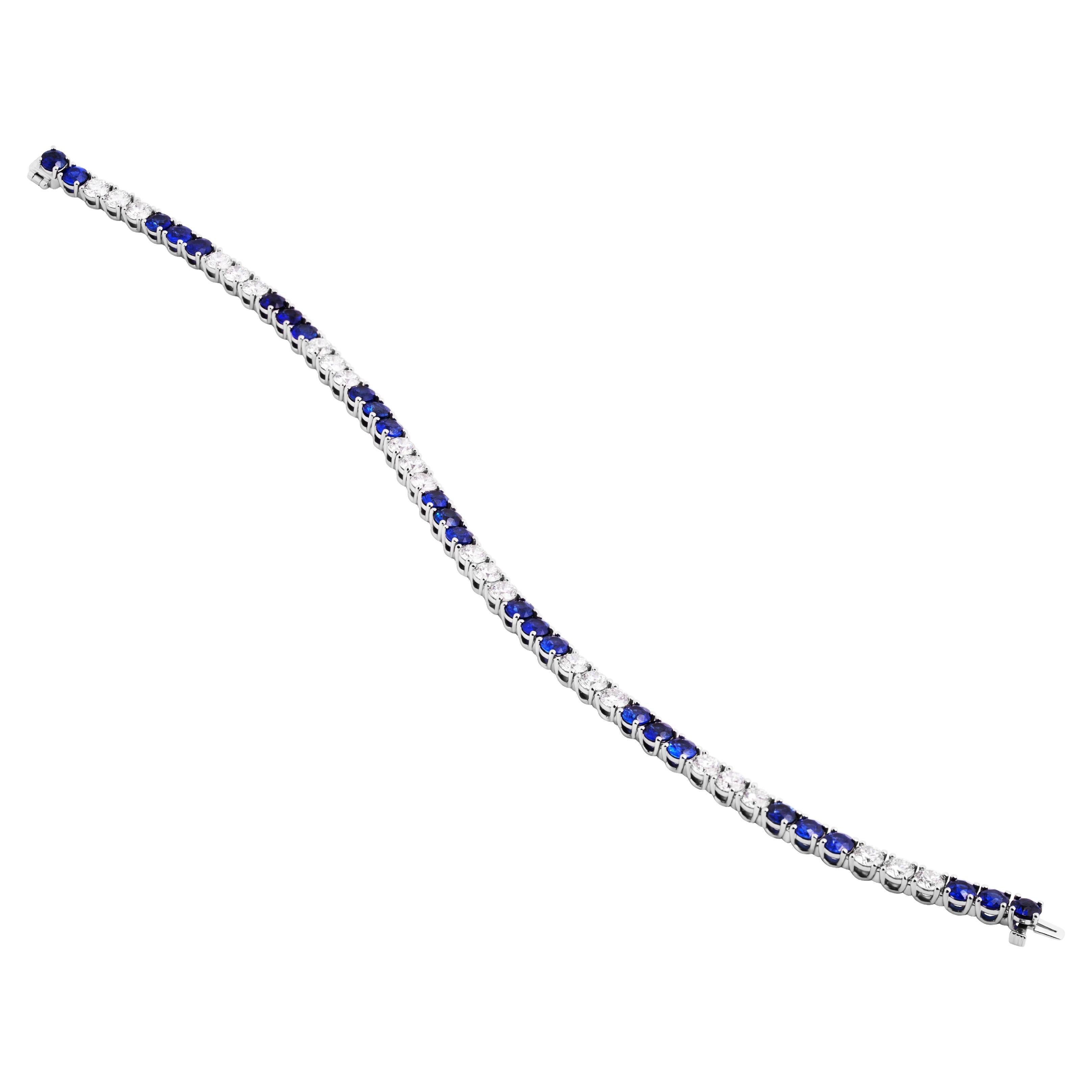Bracciale tennis con zaffiri e diamanti alternati in vendita