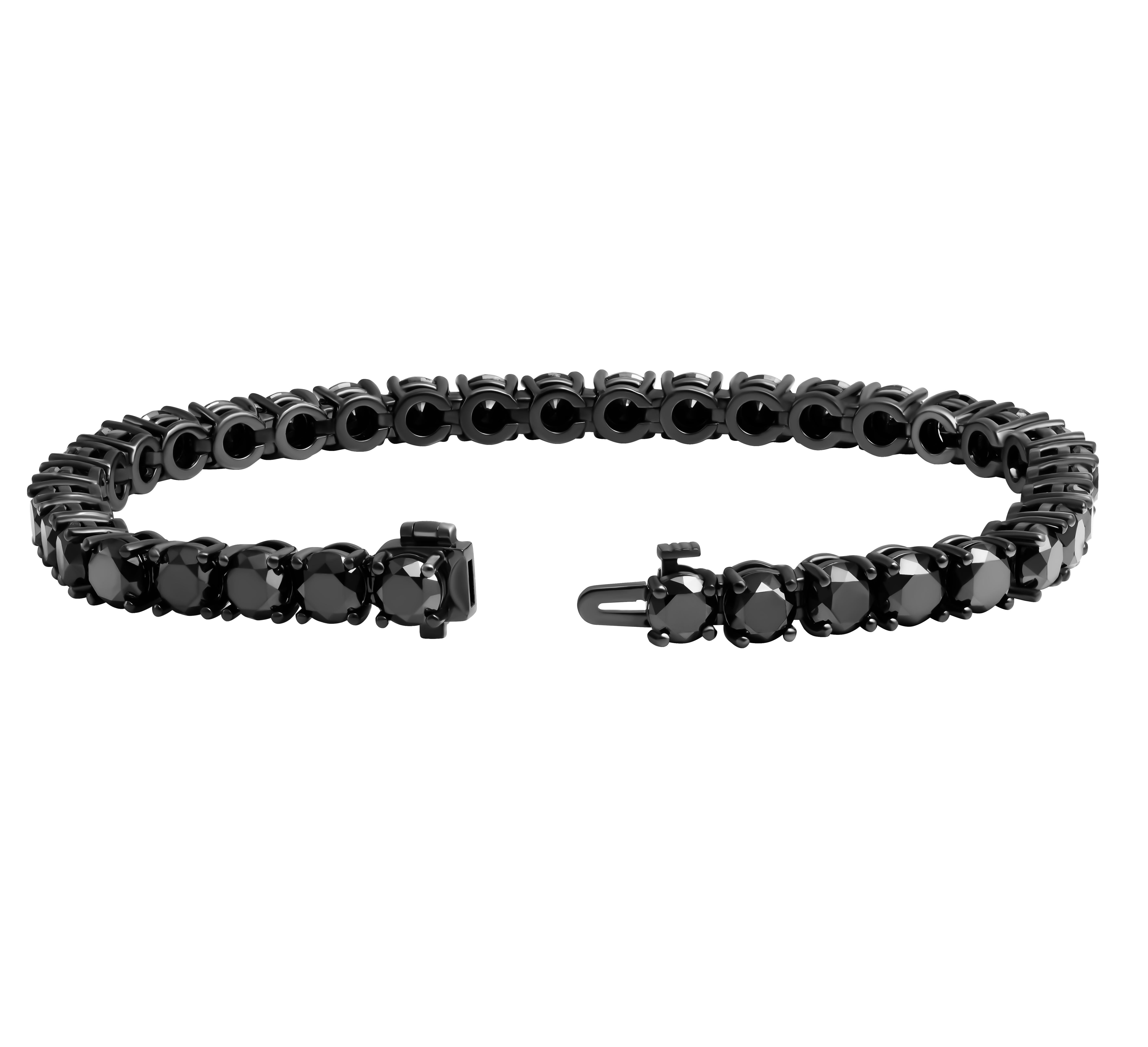 Pulsera de tenis con diamantes negros en oro blanco de 14 quilates