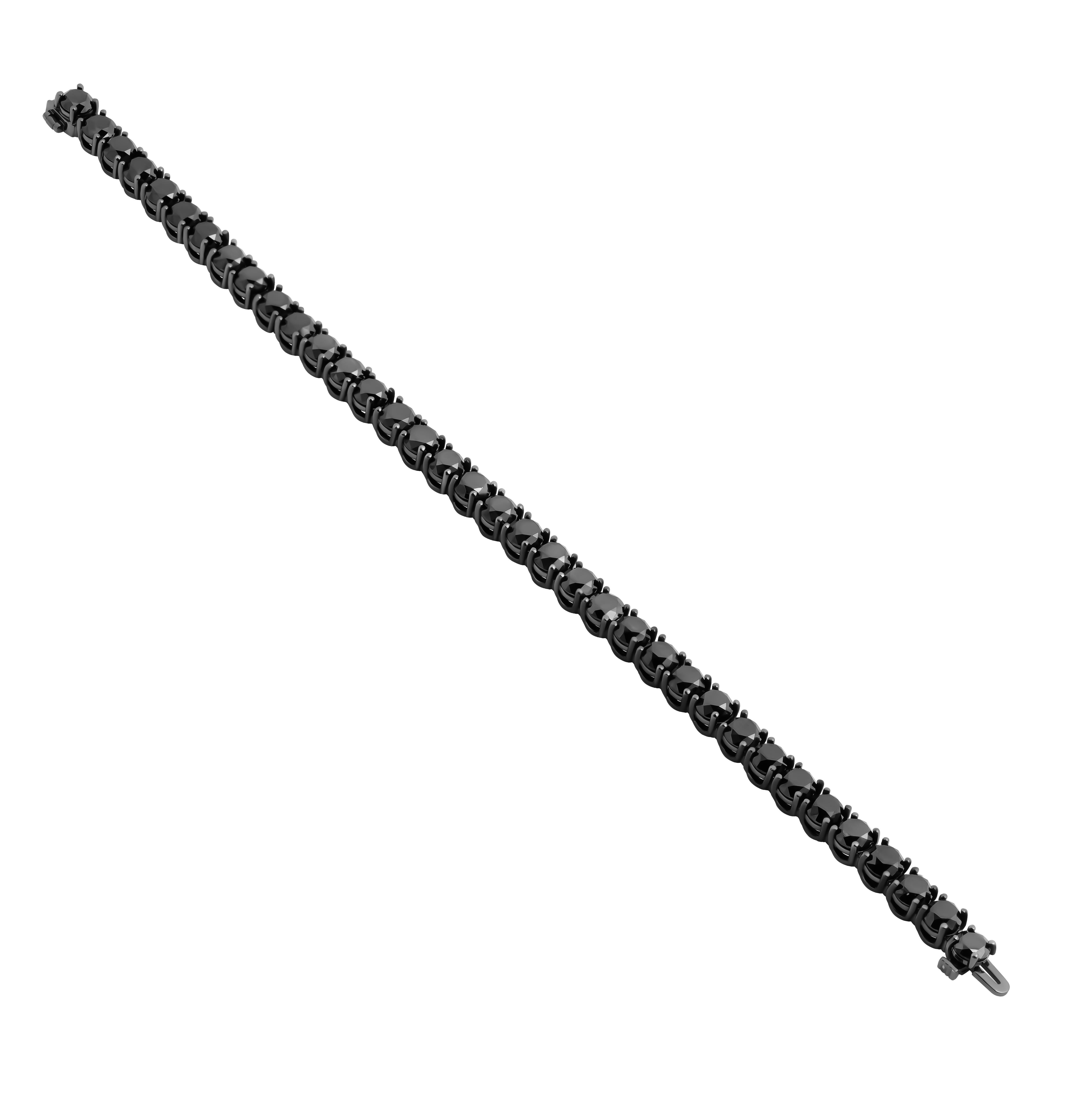 Pulsera de tenis con diamantes negros Moderno en venta