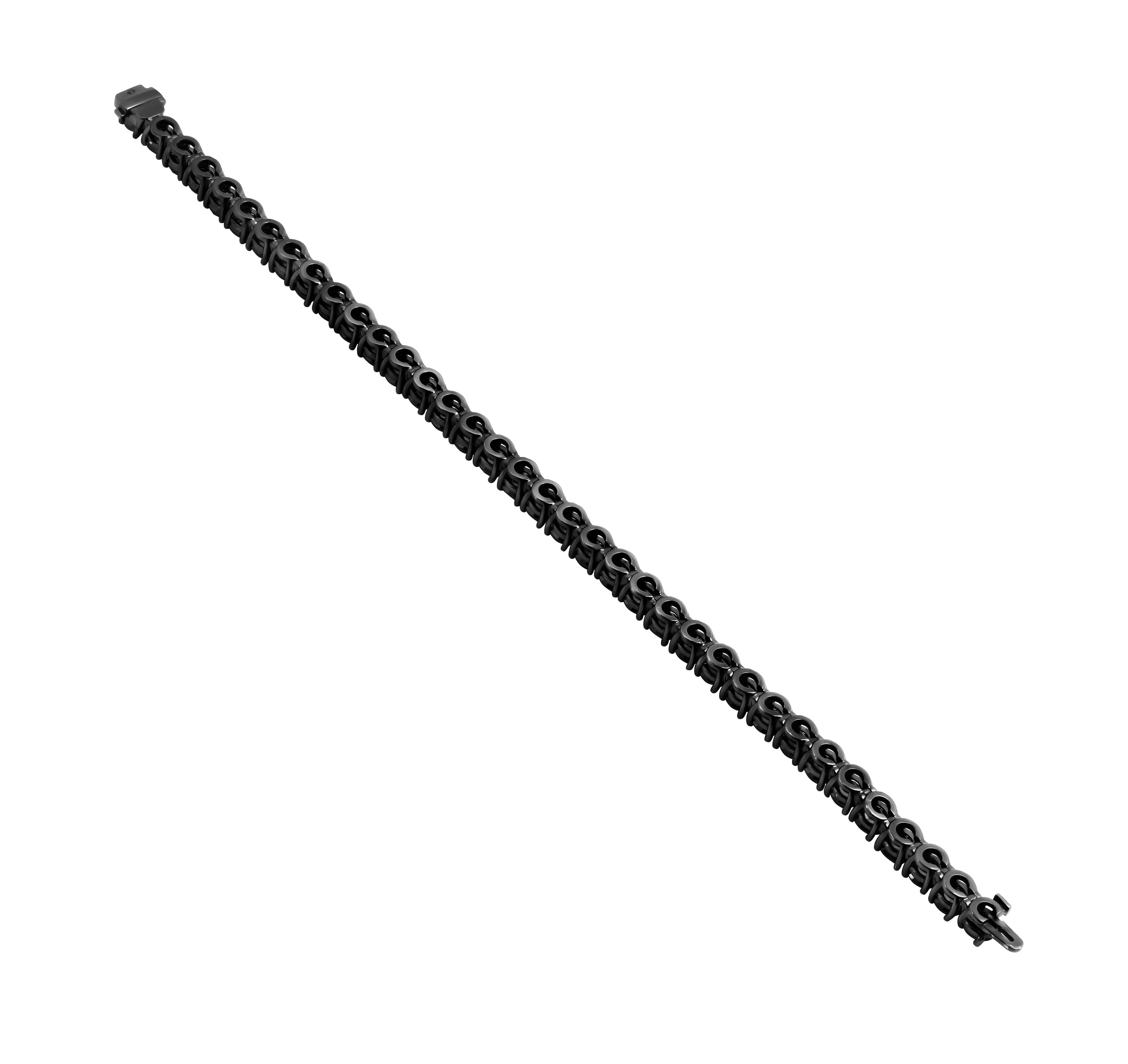 Pulsera de tenis con diamantes negros Corte redondo en venta