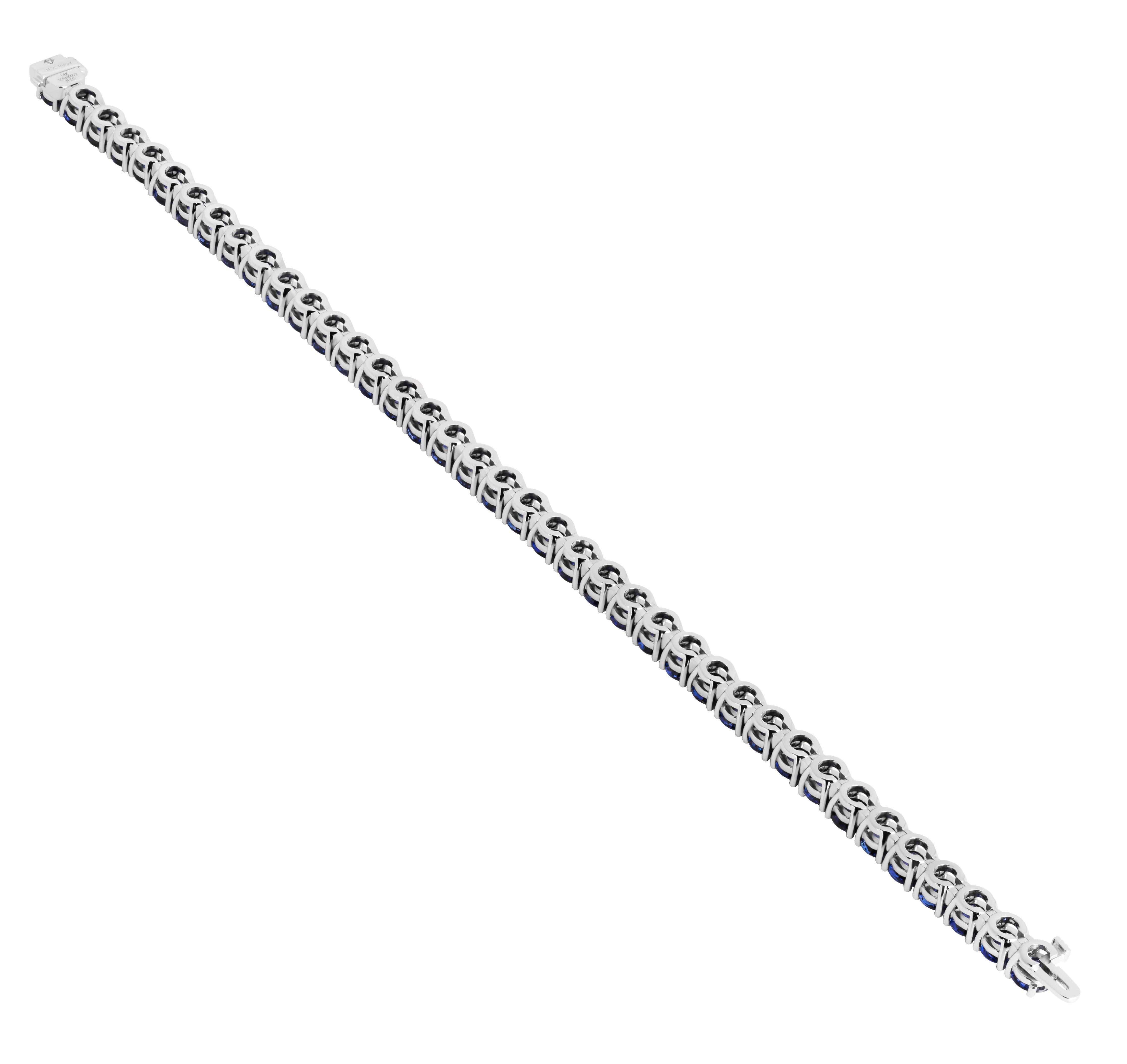 Pulsera de tenis con zafiros azules Corte redondo en venta