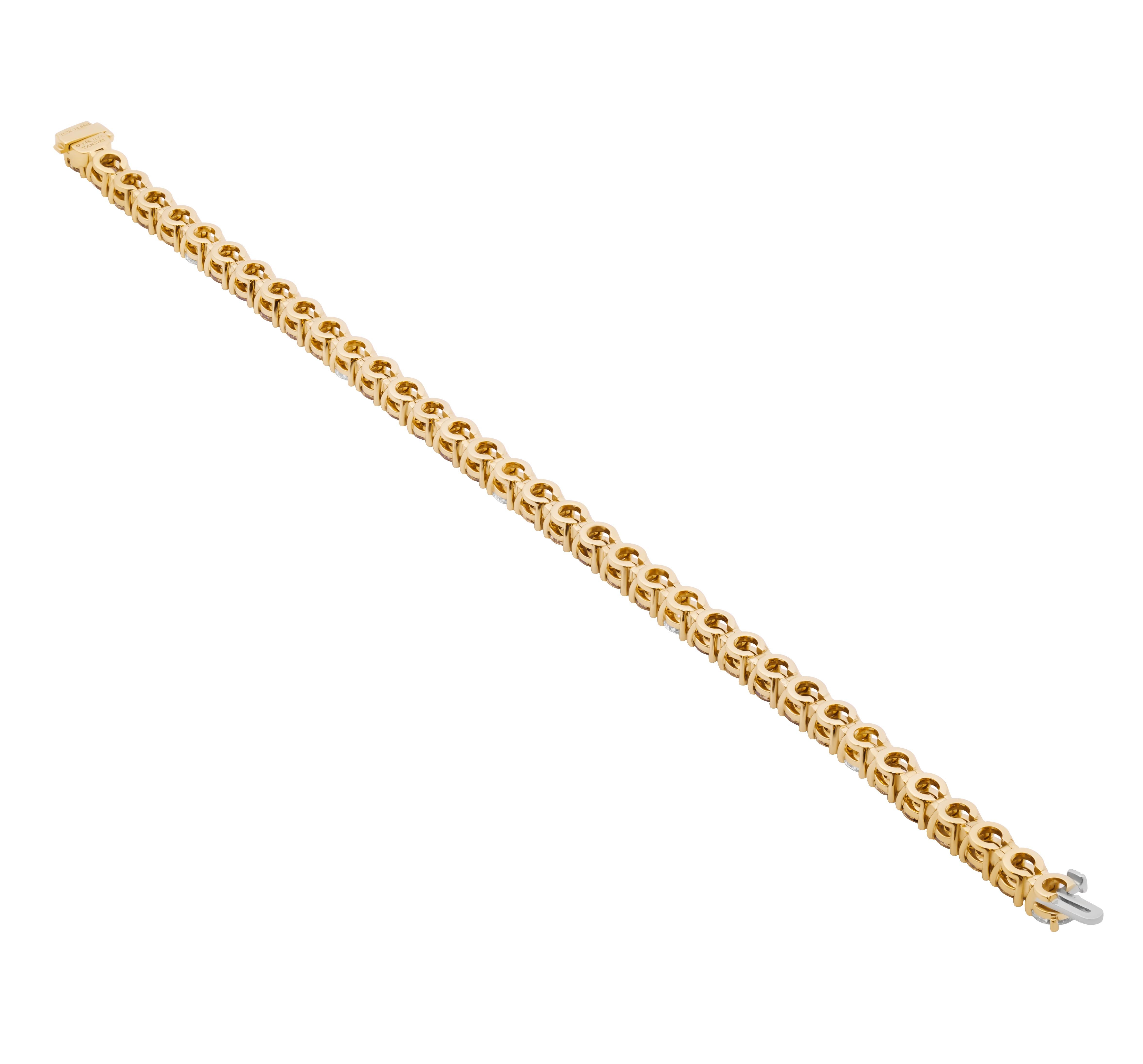 Round Cut Tennis Bracelet with Champagne Color Diamonds