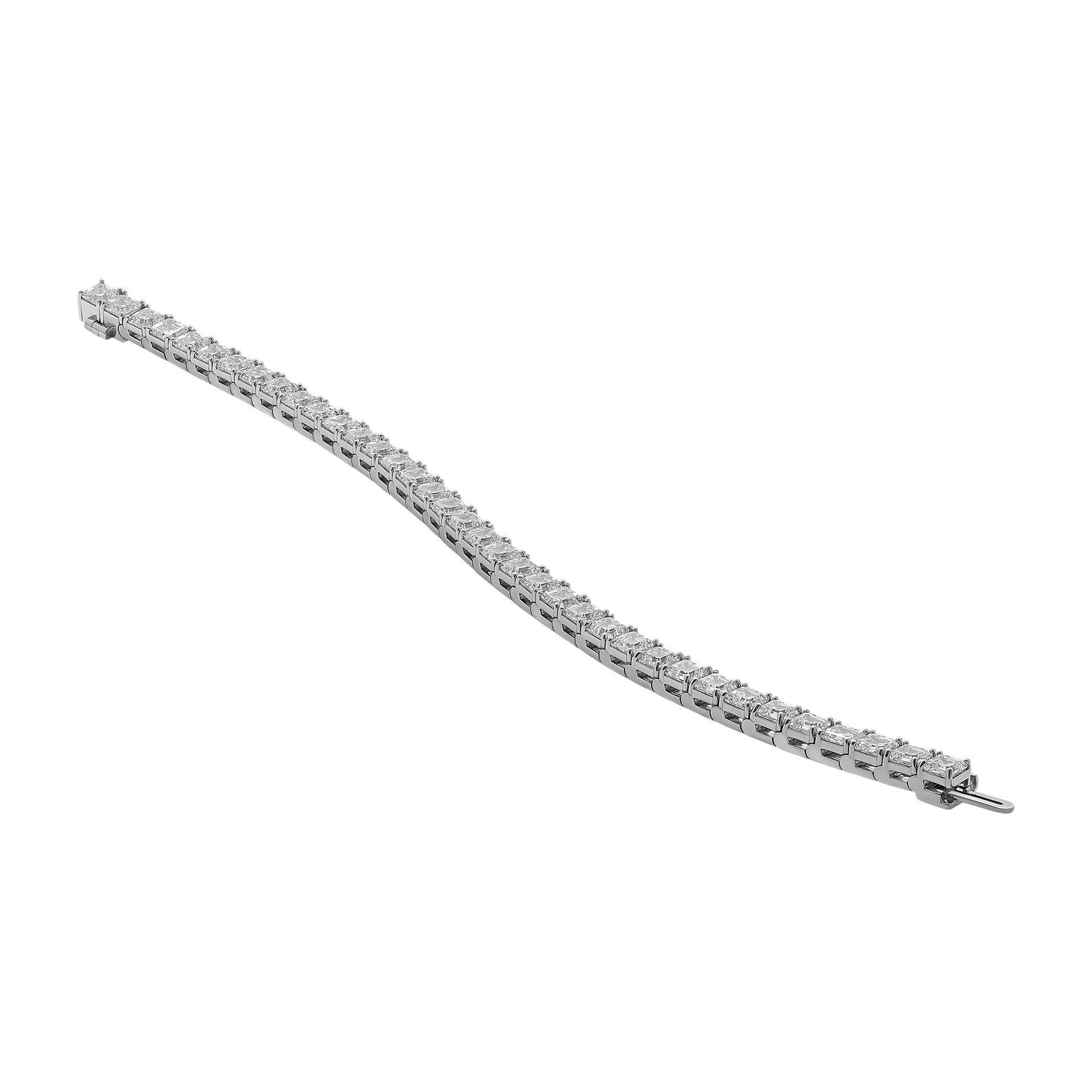Tennisarmband aus Platin mit GIA-zertifizierten Diamanten im Asscher-Schliff in Platin 0,50 Karat pro Stück (Moderne) im Angebot