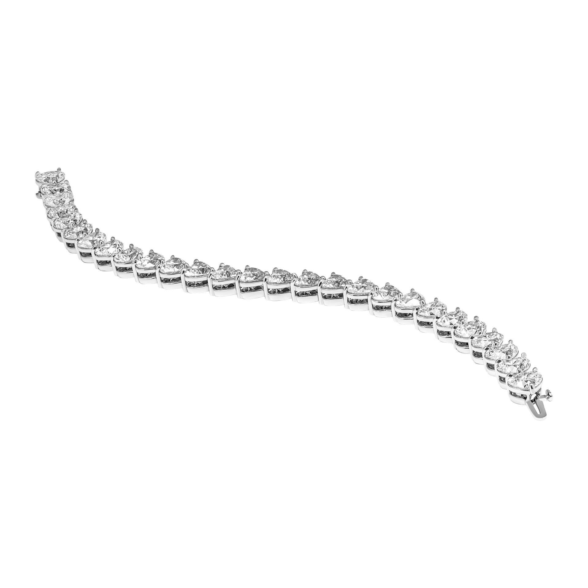 Modern Tennis Bracelet with GIA Certified Heart Shape Diamonds For Sale