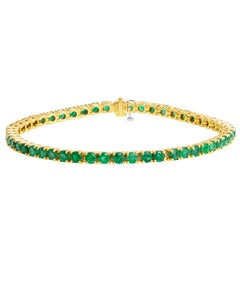 Tennis Bracelet with Green Emeralds