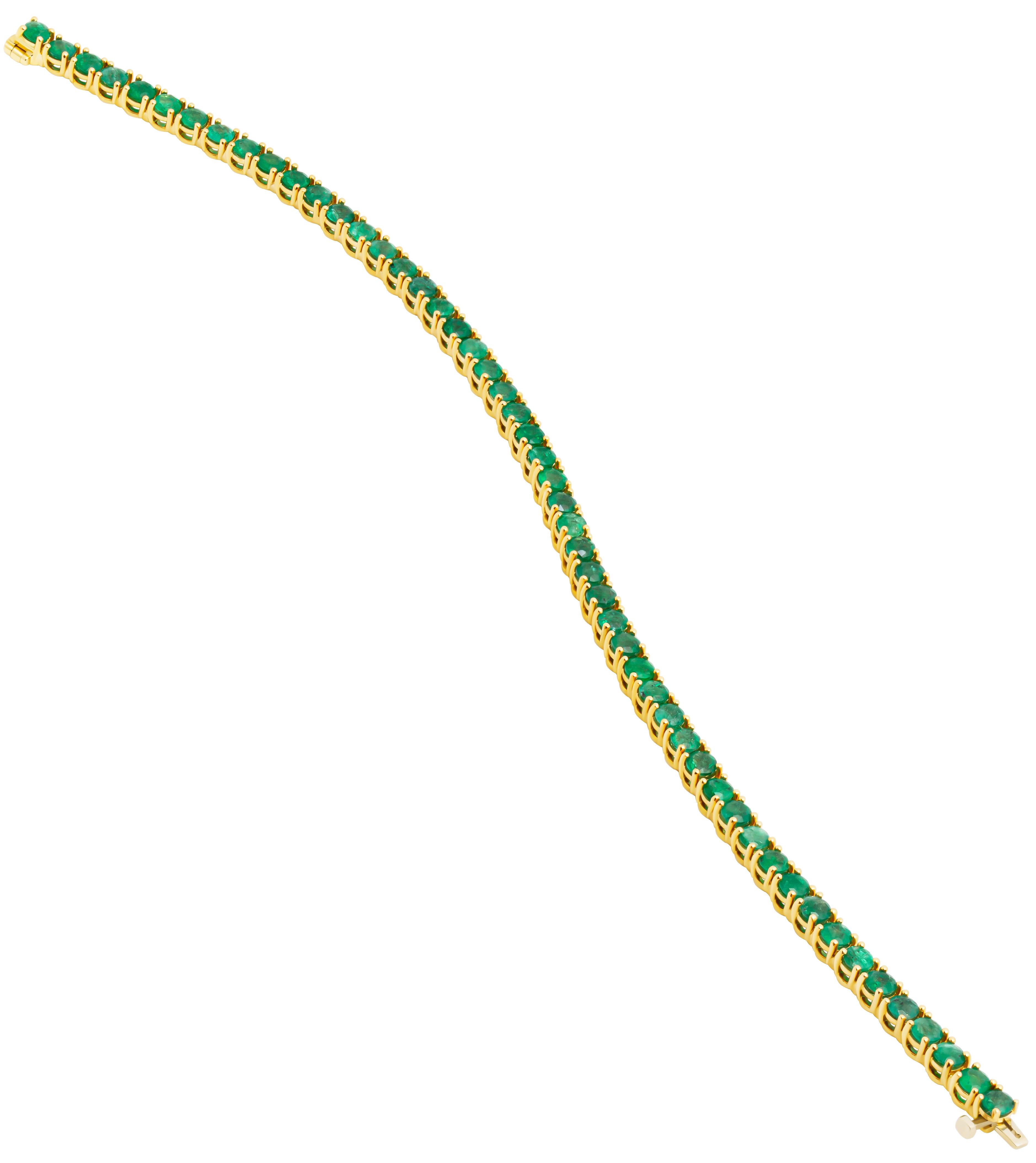 Tennis Bracelet with Green Emeralds Corte redondo en venta
