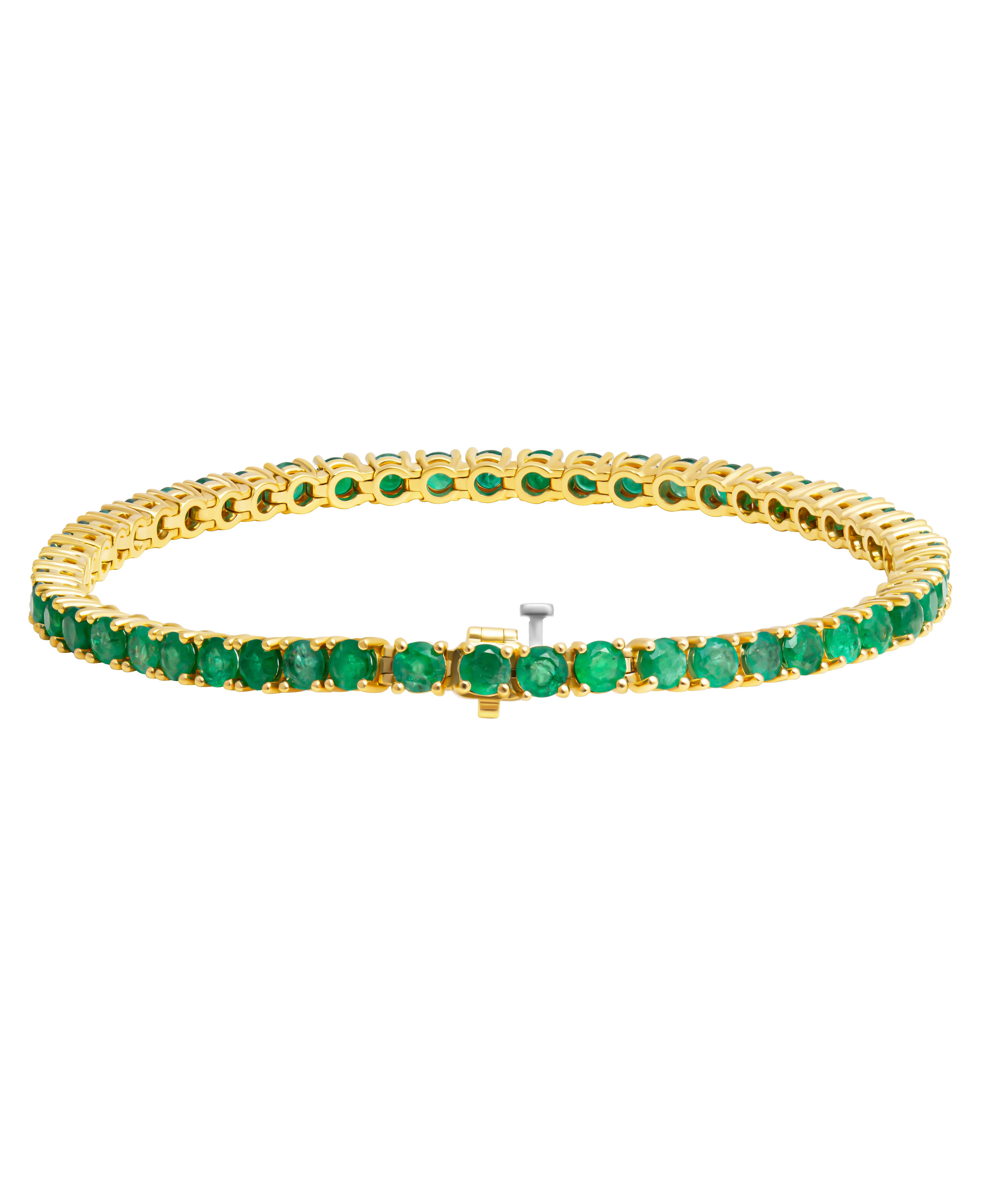 Tennis Bracelet with Green Emeralds