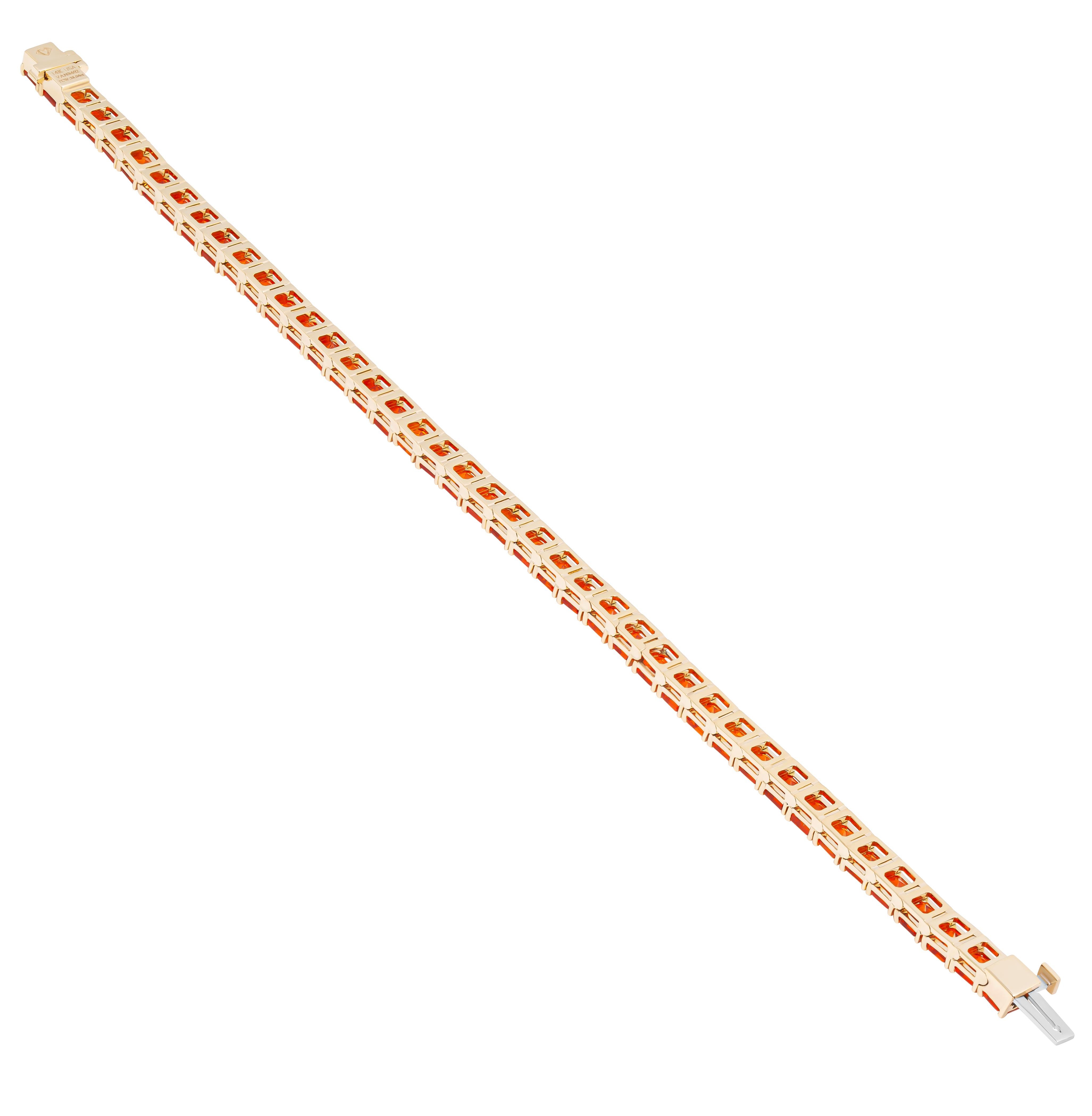 Modern Tennis Bracelet with Mexican Fire Opals For Sale