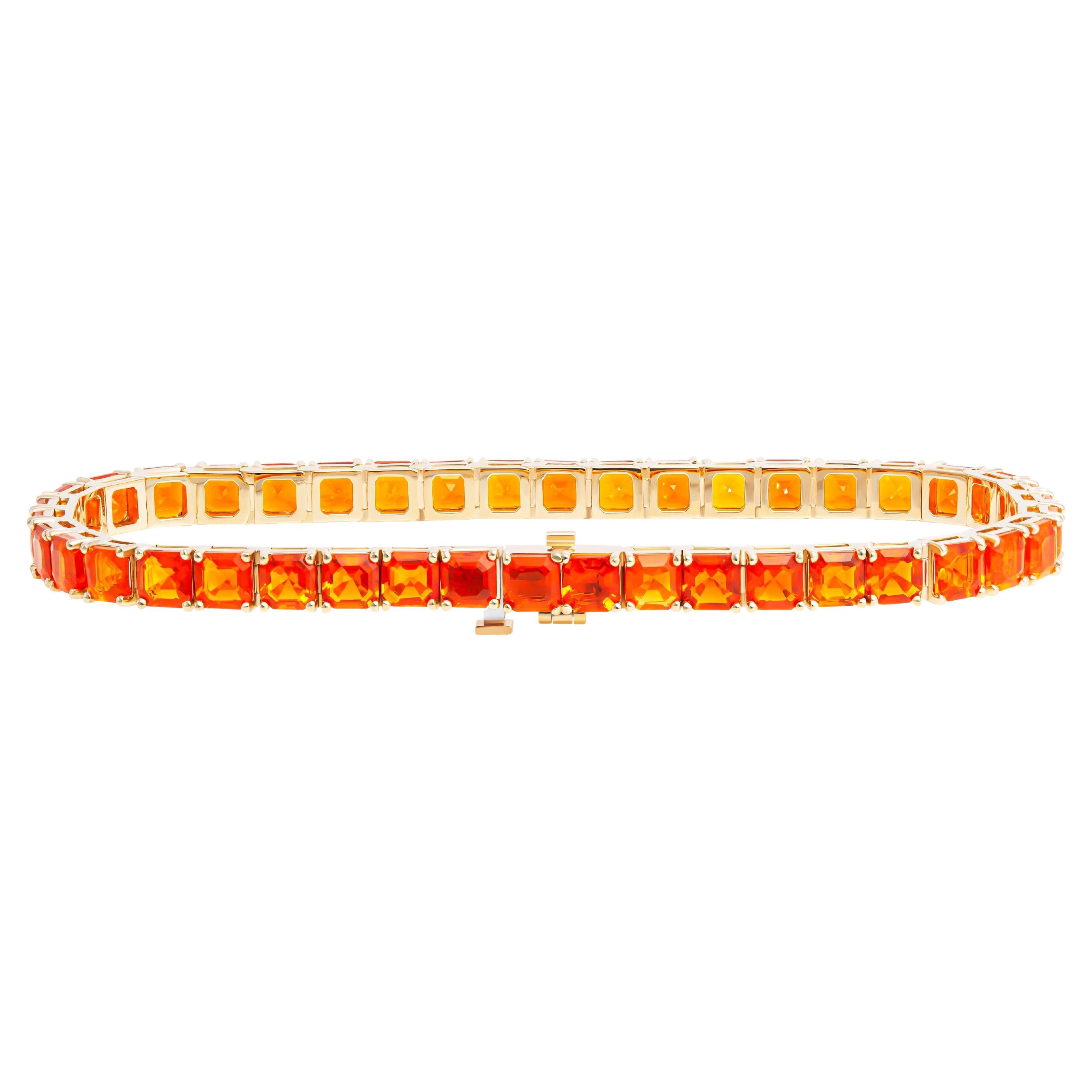 Tennis Bracelet with Mexican Fire Opals For Sale