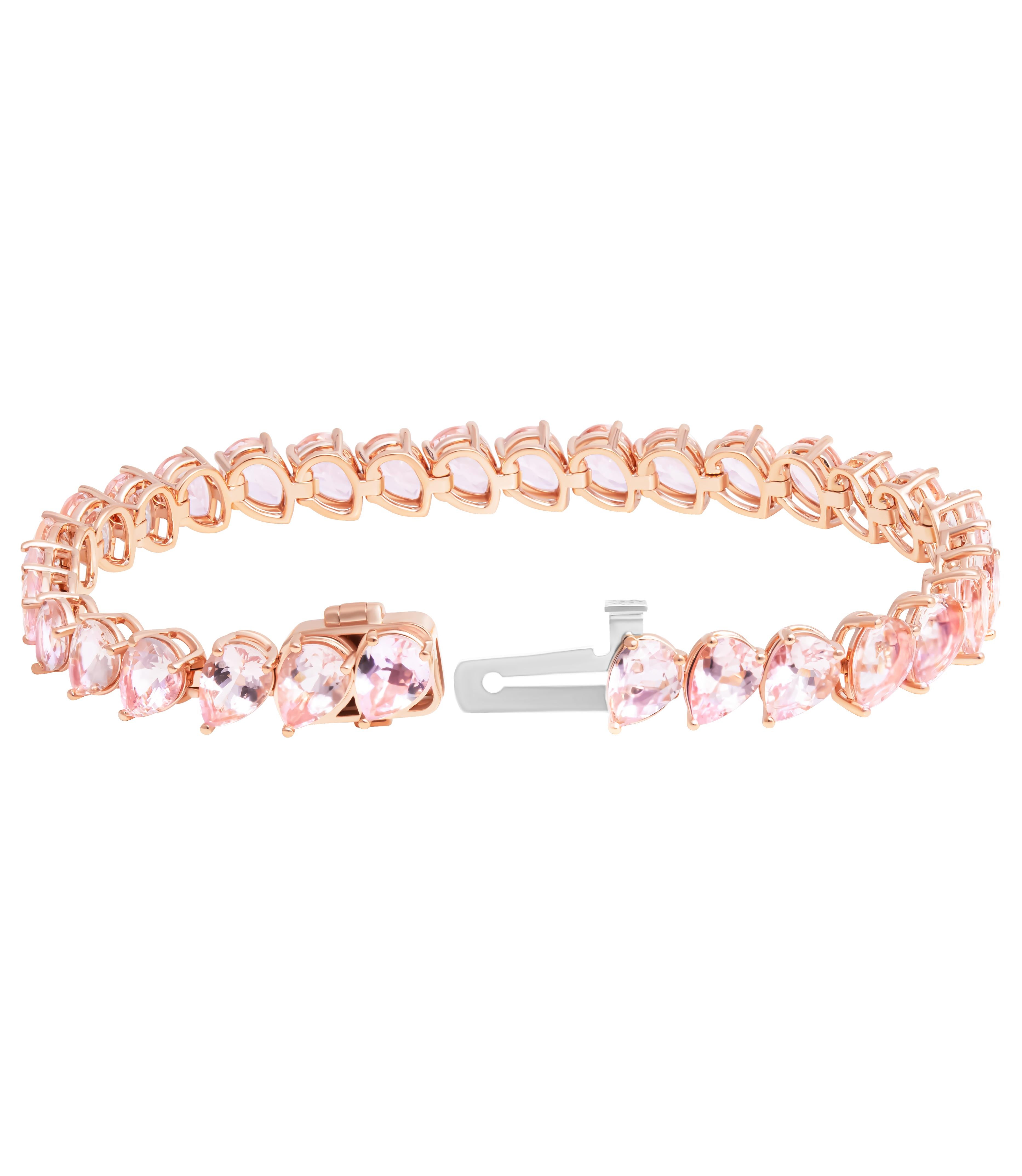 Modern Tennis Bracelet with Pear Shaped Morganites For Sale