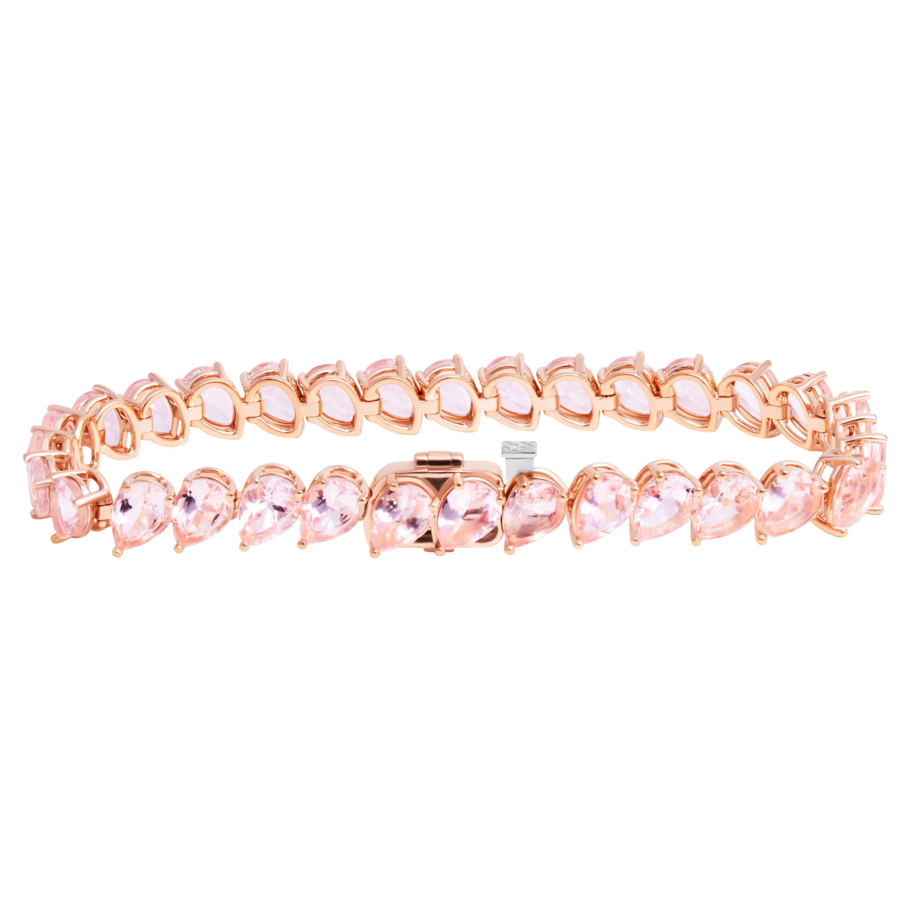 Tennis Bracelet with Pear Shaped Morganites For Sale