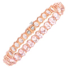 Tennis Bracelet with Pink Oval Morganites