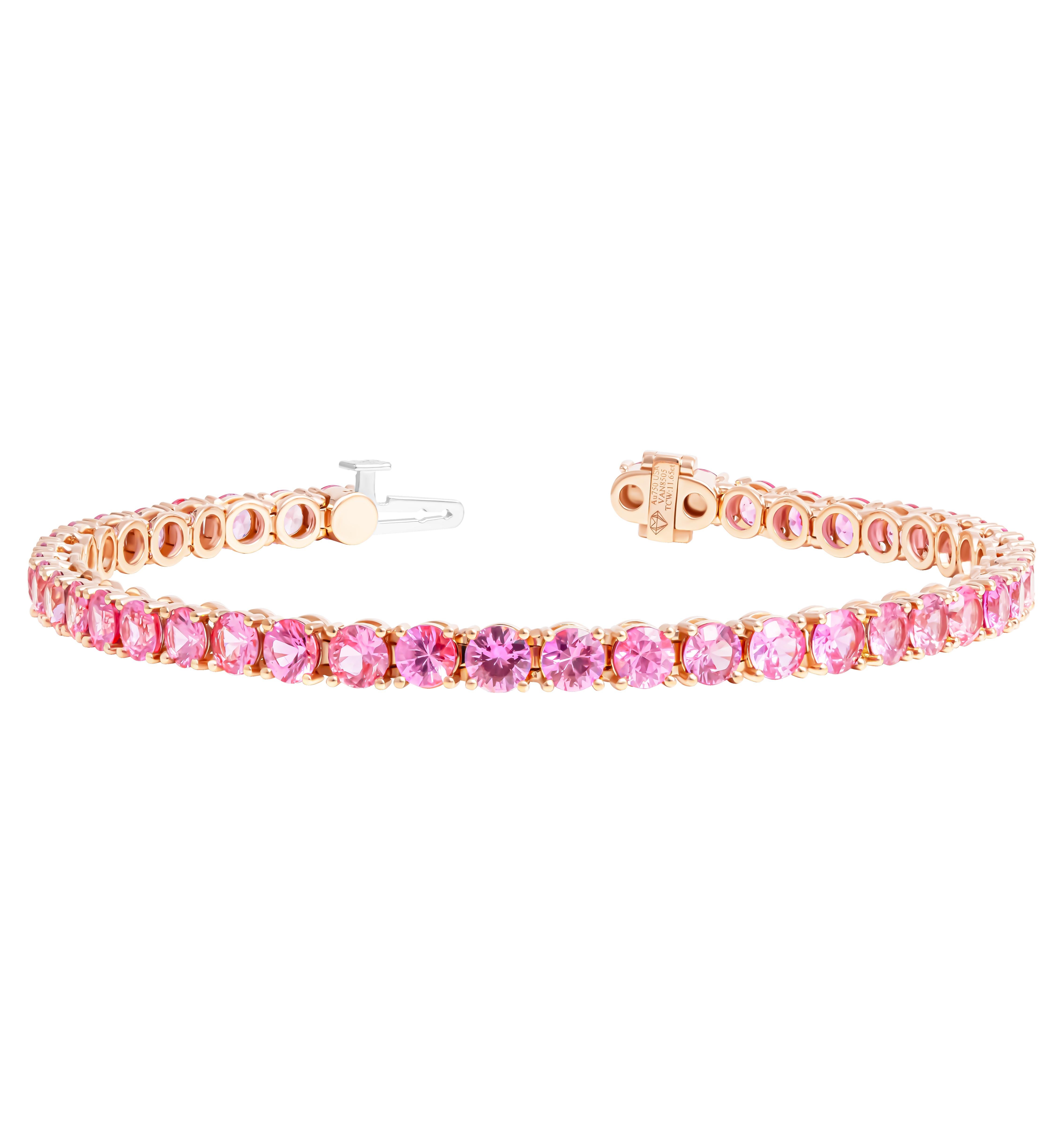 Pulsera de tenis con zafiros rosas Moderno en venta
