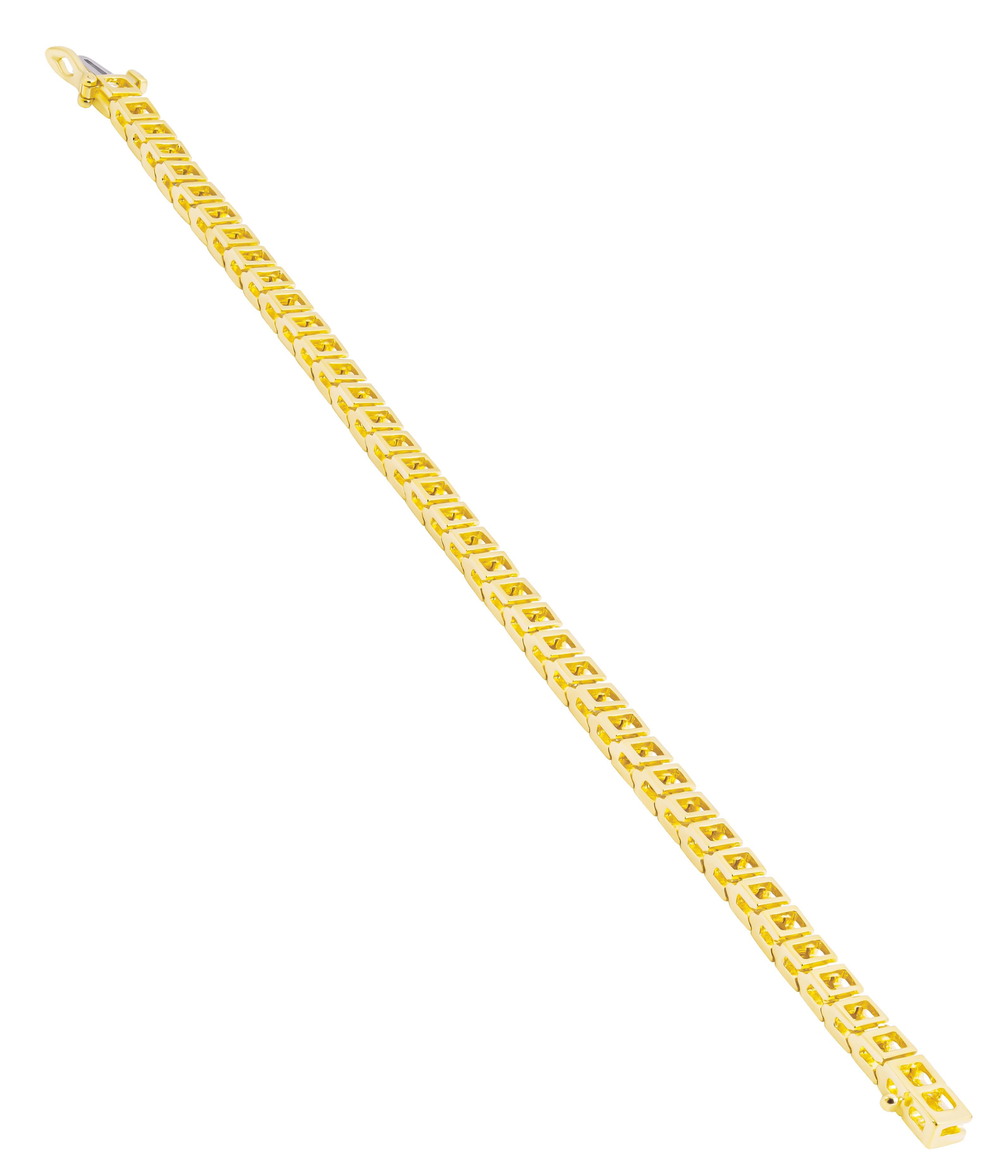 Moderne Bracelet de tennis avec diamants ronds en or jaune 14K en vente