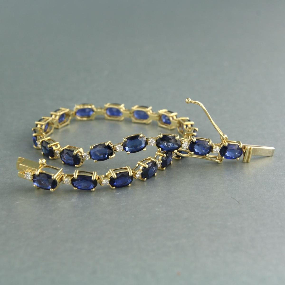 Tennis Bracelet with Sapphire and Diamonds 18k yellow gold In New Condition For Sale In The Hague, ZH