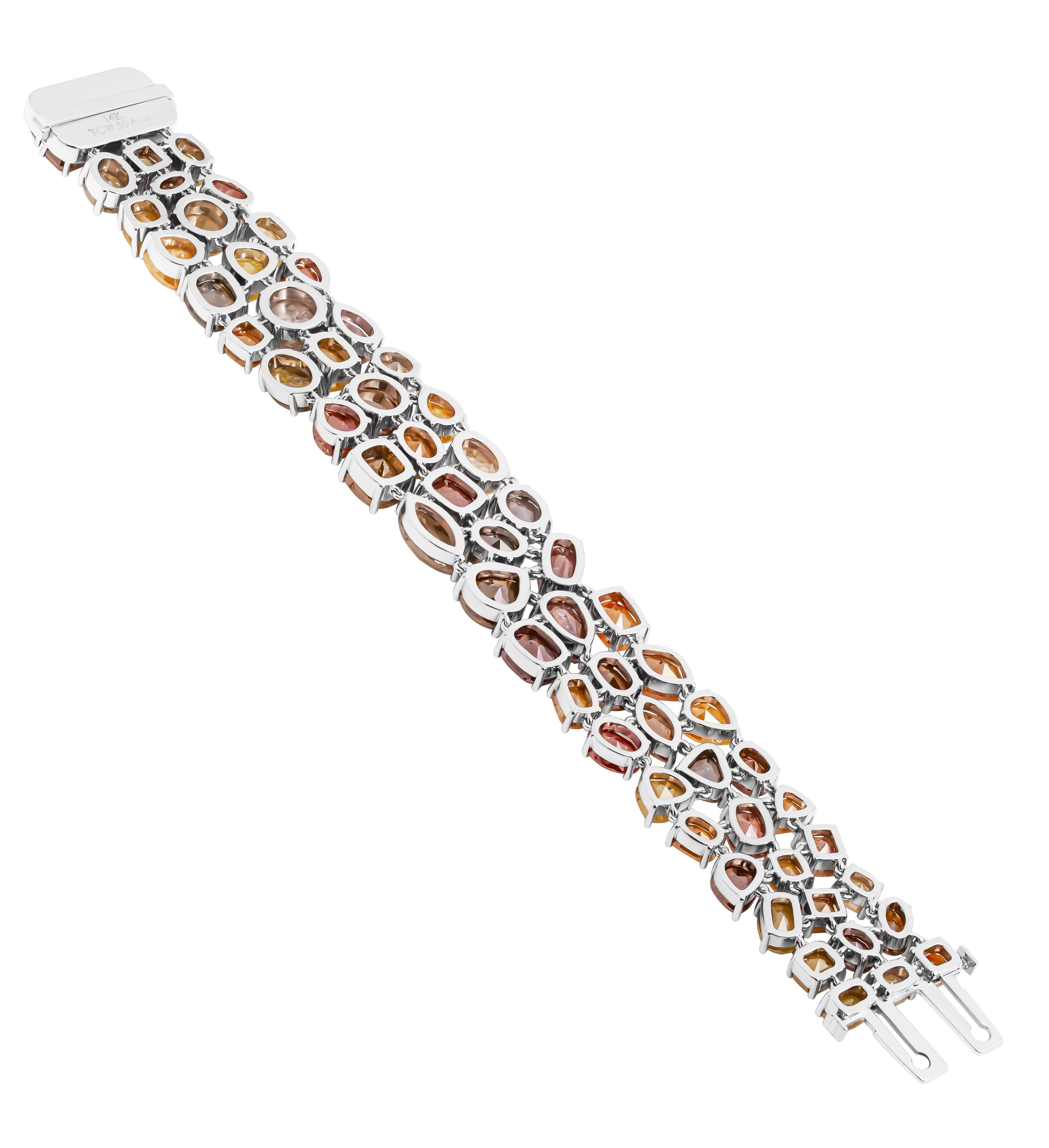 Modern Tennis Bracelet with Sliced Multi Color Diamonds For Sale