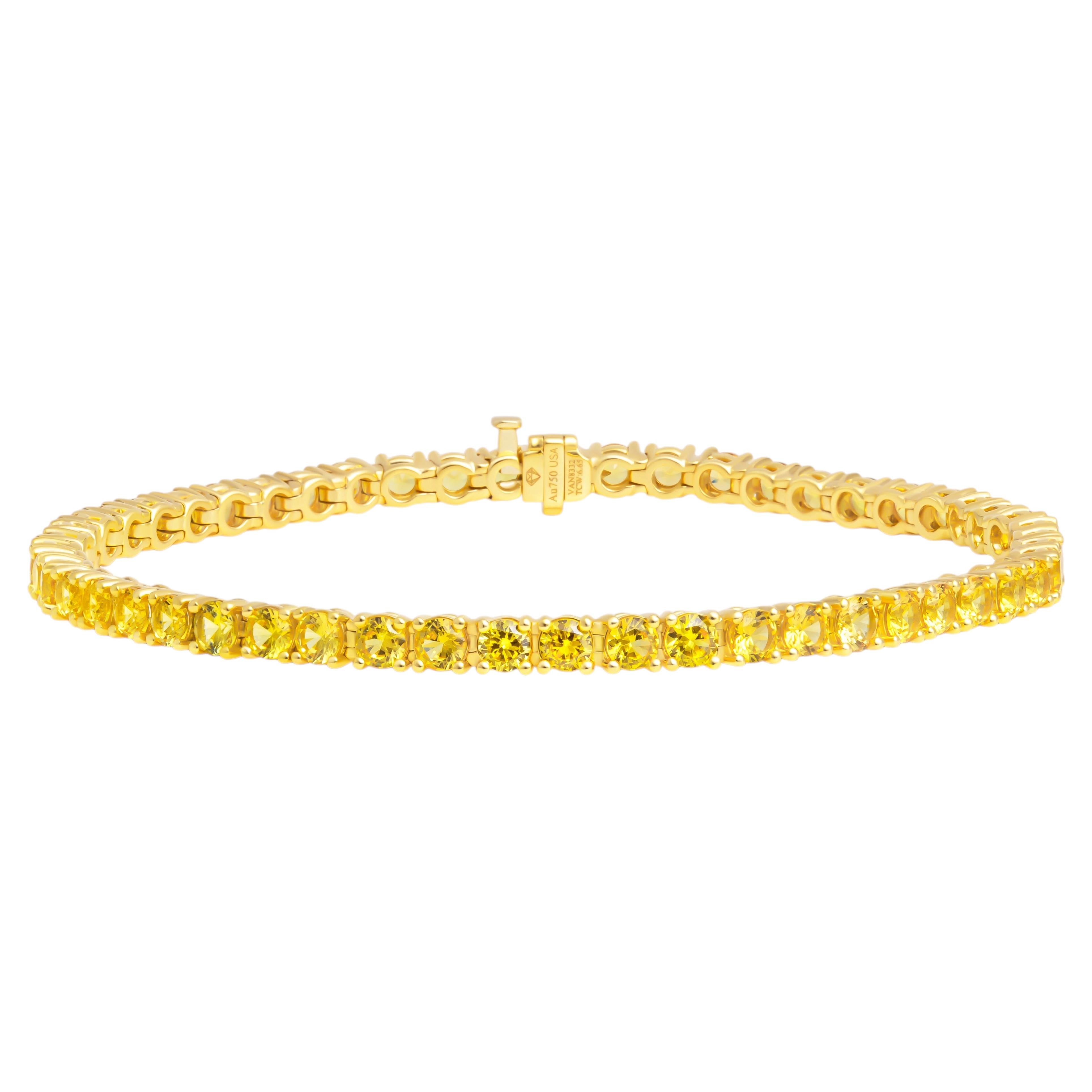 Tennis Bracelet with Yellow Sapphires For Sale