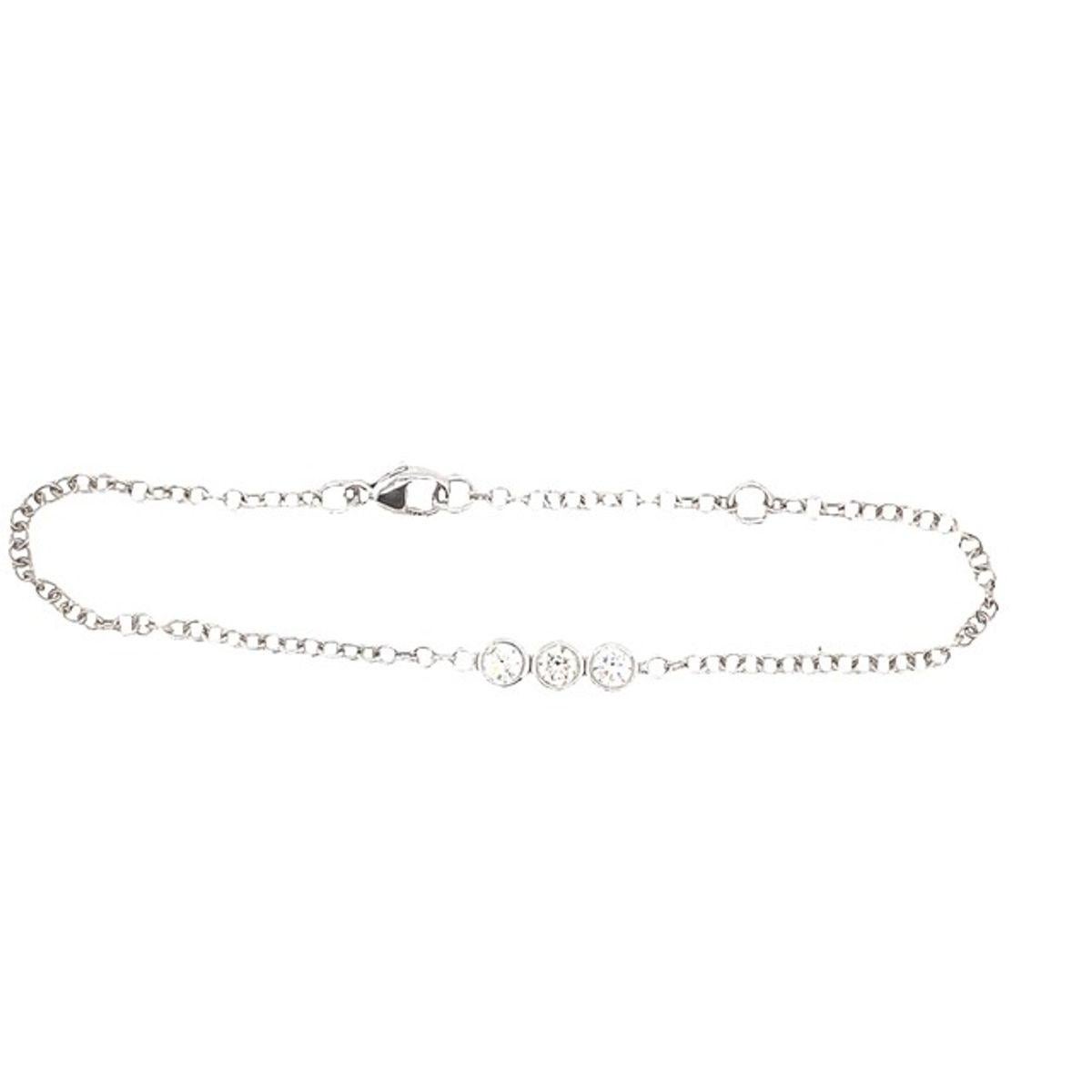 Tennis/Chain Bracelet Set with 3 Round Brilliant Cut Diamonds in 18ct White Gold In New Condition For Sale In London, GB