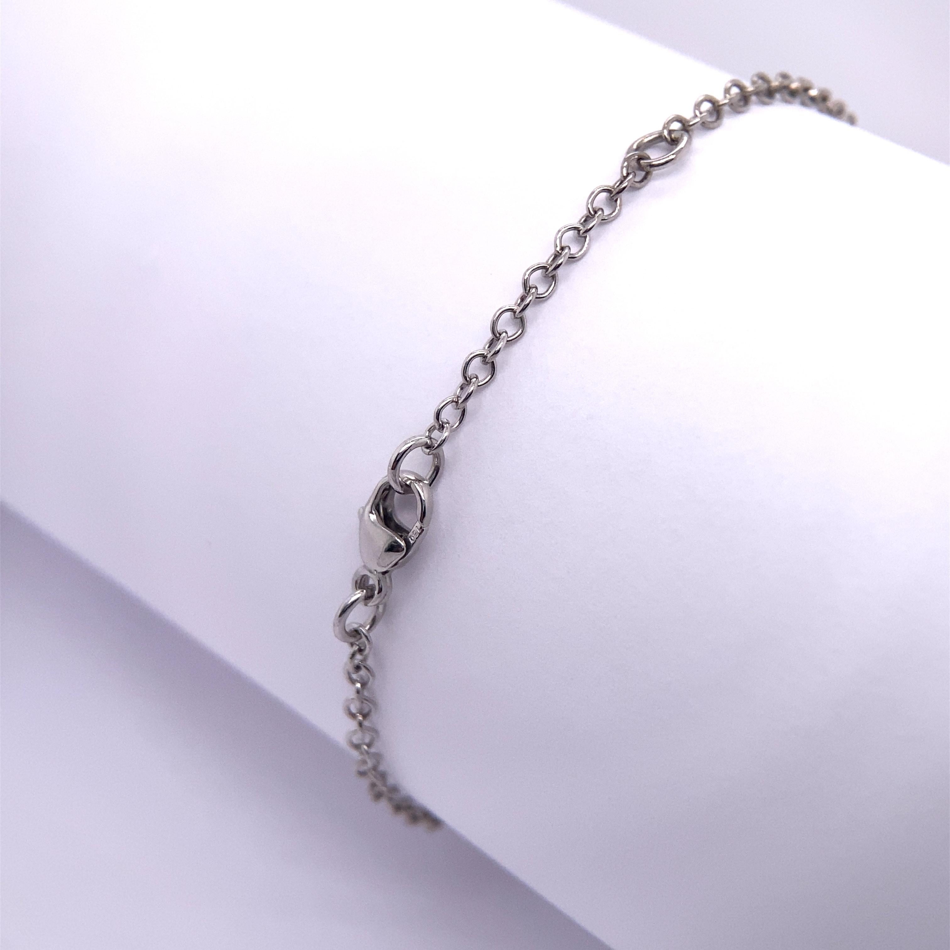 Tennis/Chain Bracelet Set with 3 Round Brilliant Cut Diamonds in 18ct White Gold For Sale 1