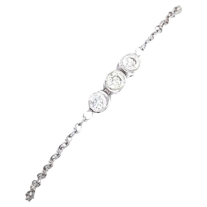 Tennis/Chain Bracelet Set with 3 Round Brilliant Cut Diamonds in 18ct White Gold For Sale