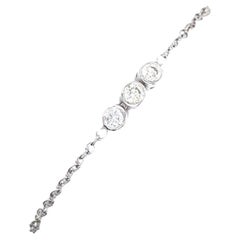 Bracelet Tennis/Chaîne serti de 3 diamants ronds de taille brillant en or blanc 18ct