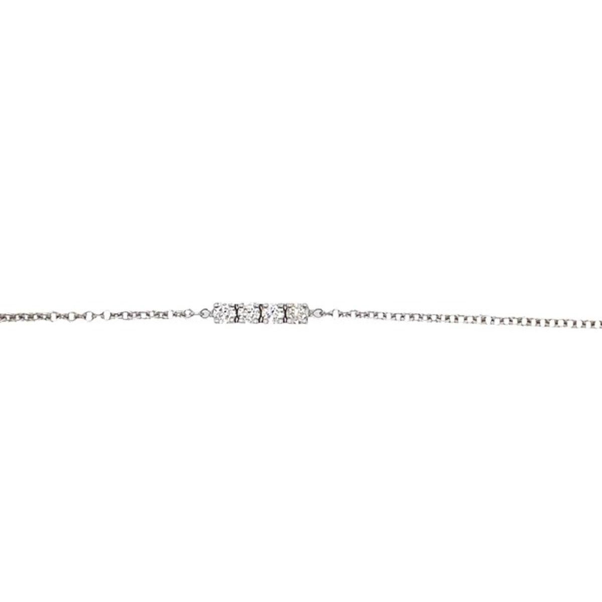 Tennis/Chain Bracelet Set with 4 Round Brilliant Cut Diamonds in 18ct White Gold In New Condition For Sale In London, GB