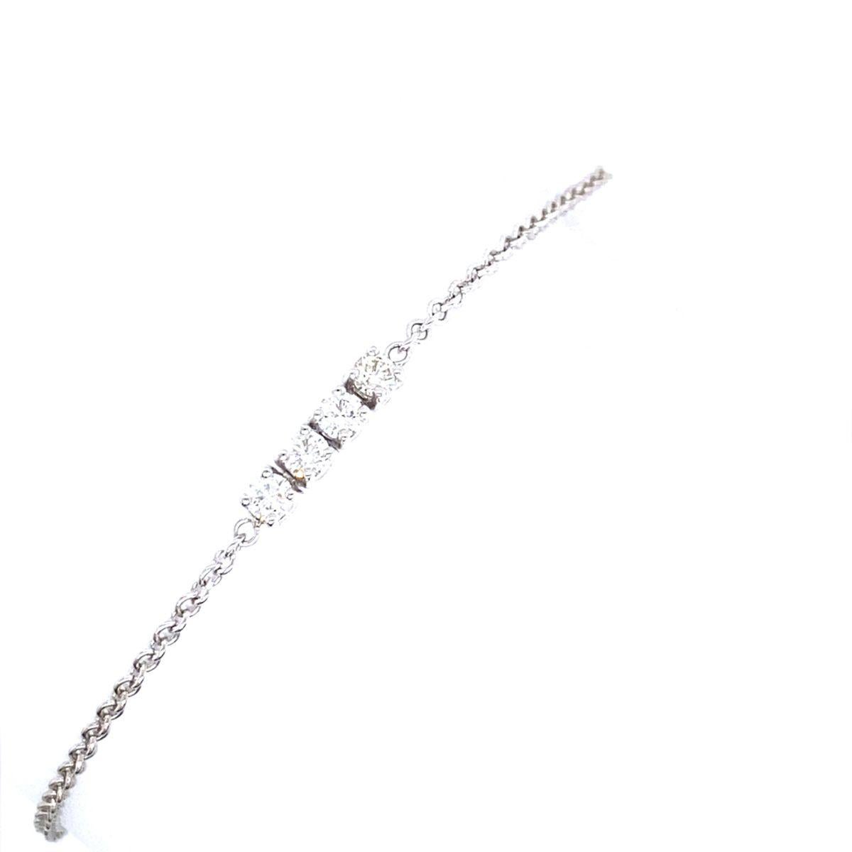 Bracelet Tennis/Chaîne serti de 4 diamants ronds de taille brillant en or blanc 18ct
