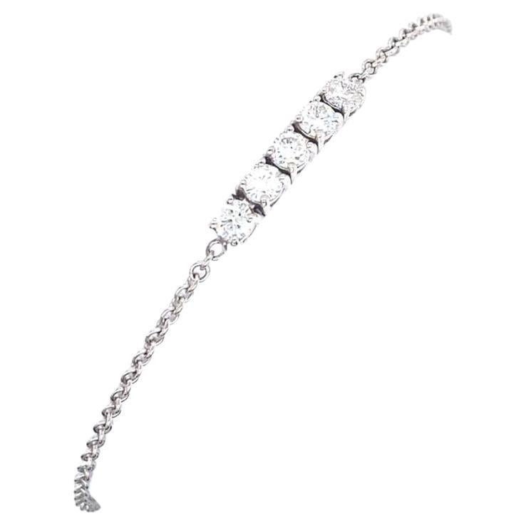 Tennis/Chain Bracelet Set with 4 Round Brilliant Cut Diamonds in 18ct White Gold For Sale