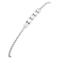 Bracelet Tennis/Chaîne serti de 4 diamants ronds de taille brillant en or blanc 18ct