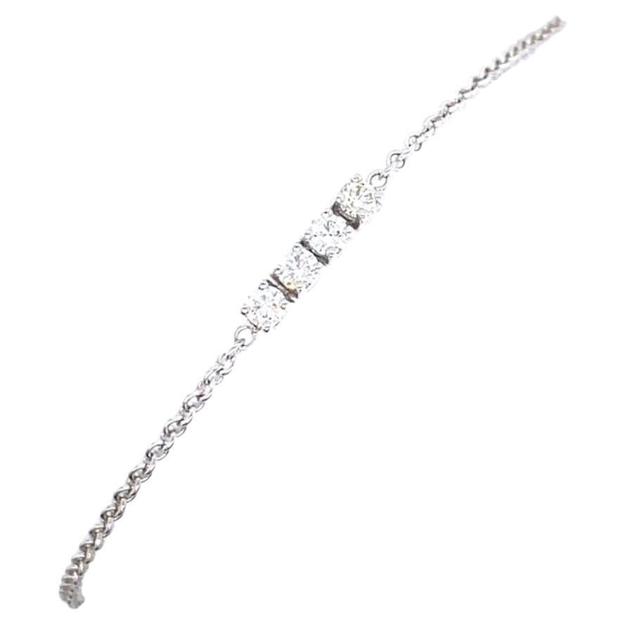 Tennis/Chain Bracelet Set with 5 Round Brilliant Cut Diamonds in 18ct White Gold For Sale