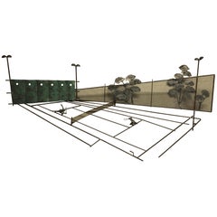 Tennis Court Mixed Metal Wall Sculpture by Curtis Jere