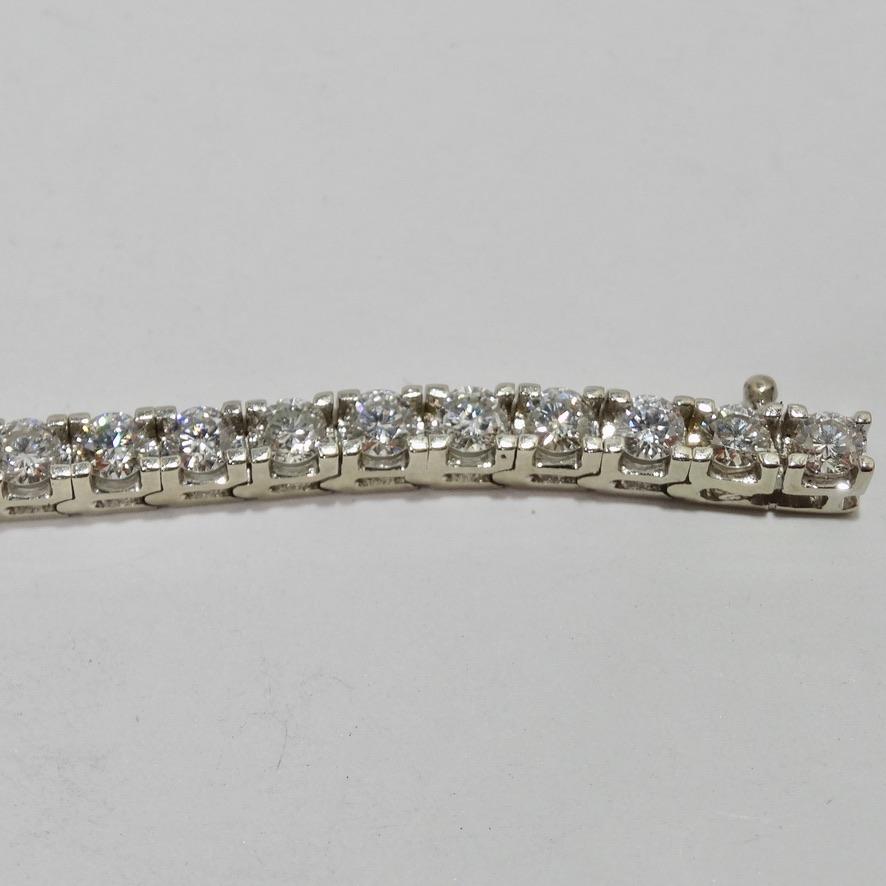 Square Cut Tennis Diamond Bracelet 14K White Gold For Sale